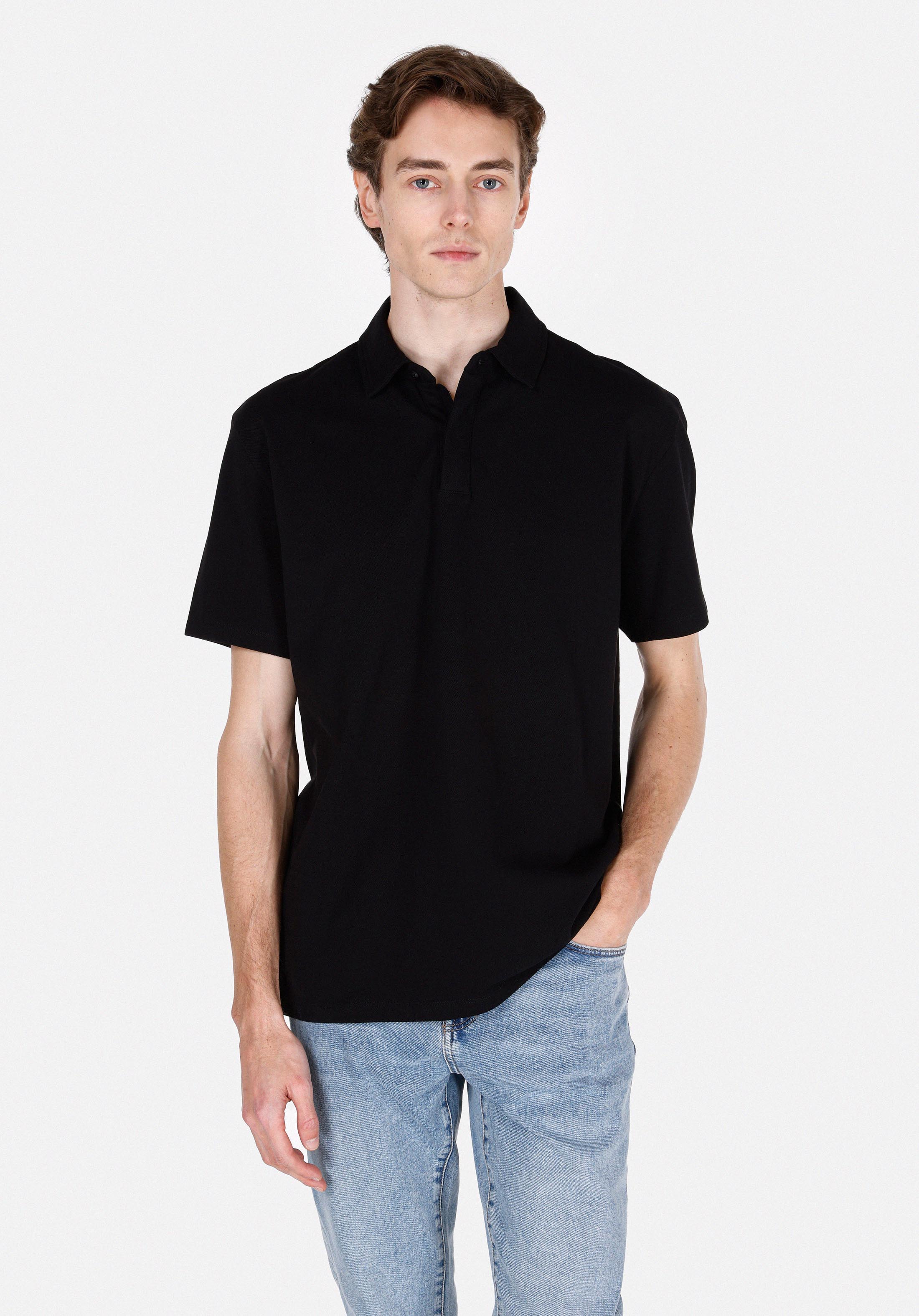 Afișați detalii pentru Tricou Polo Cu Maneca Scurta De Barbati Negru Comfort Fit  Cl1073959