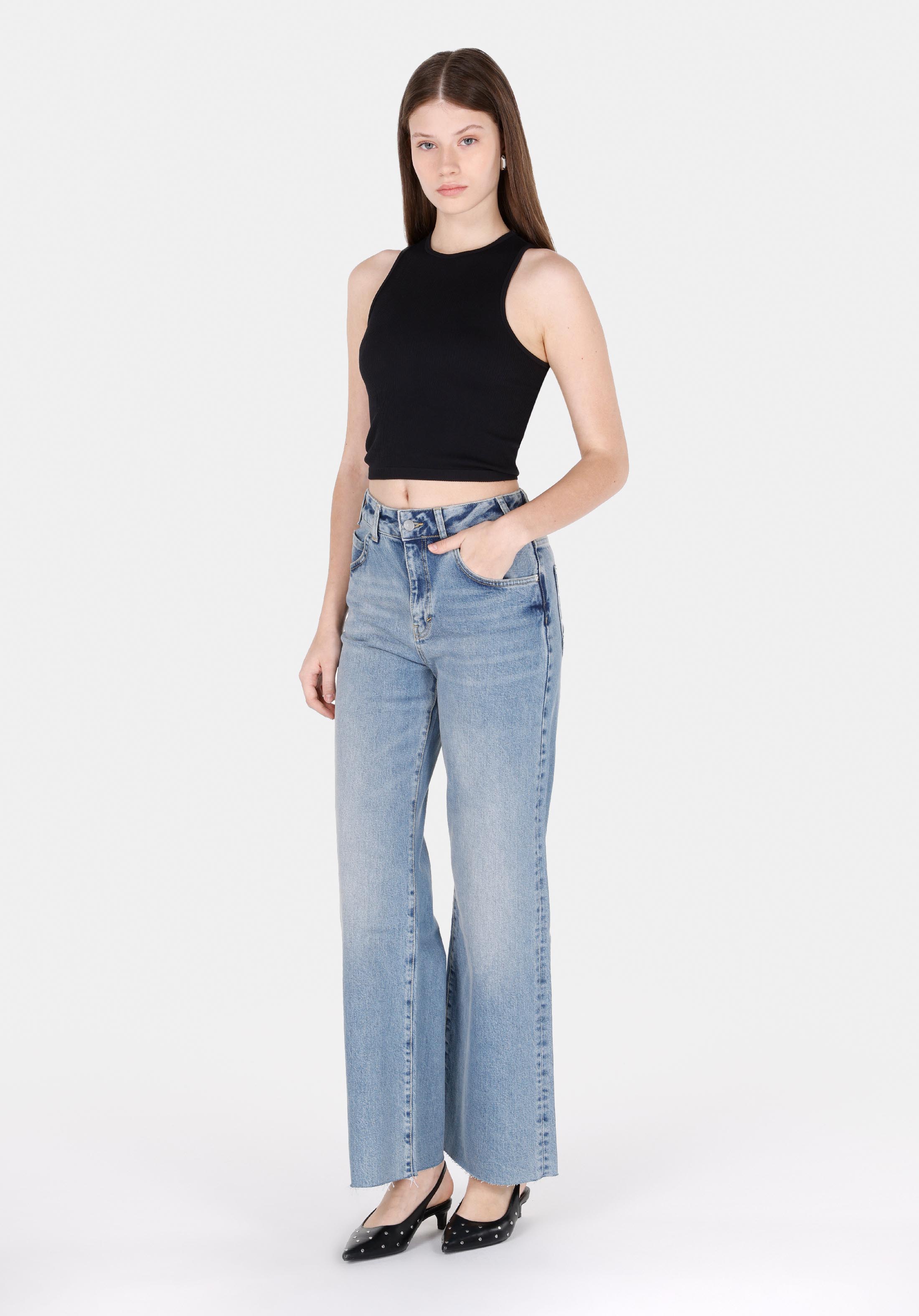 Afișați detalii pentru Pantaloni De Dama Denim Regular Fit  Cl1074411