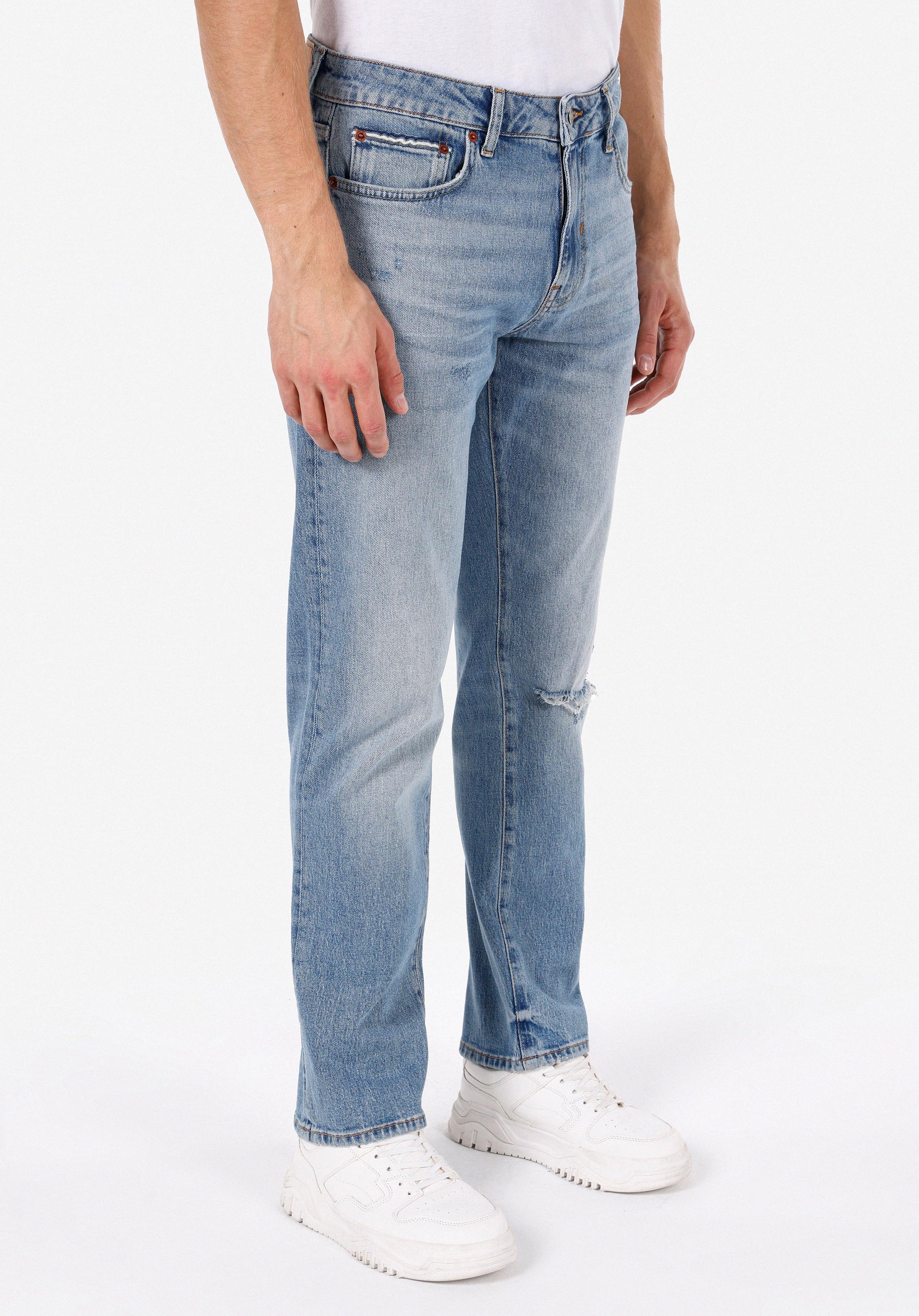 Afișați detalii pentru Pantaloni De Barbati Albastru Regular Fit 045 David Cl1074509