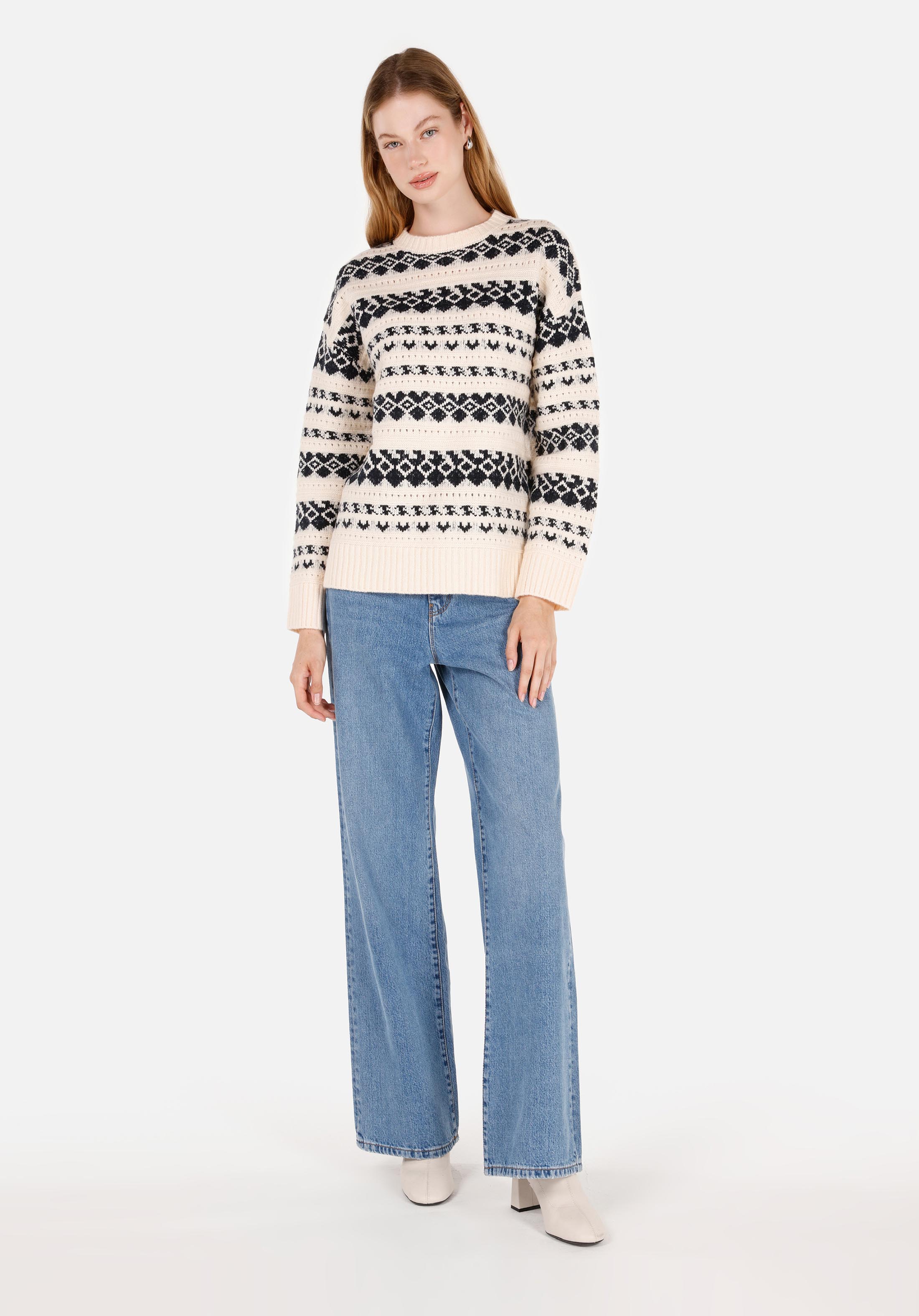 Afișați detalii pentru Pulover De Dama Ecru Regular Fit  Cl1071130