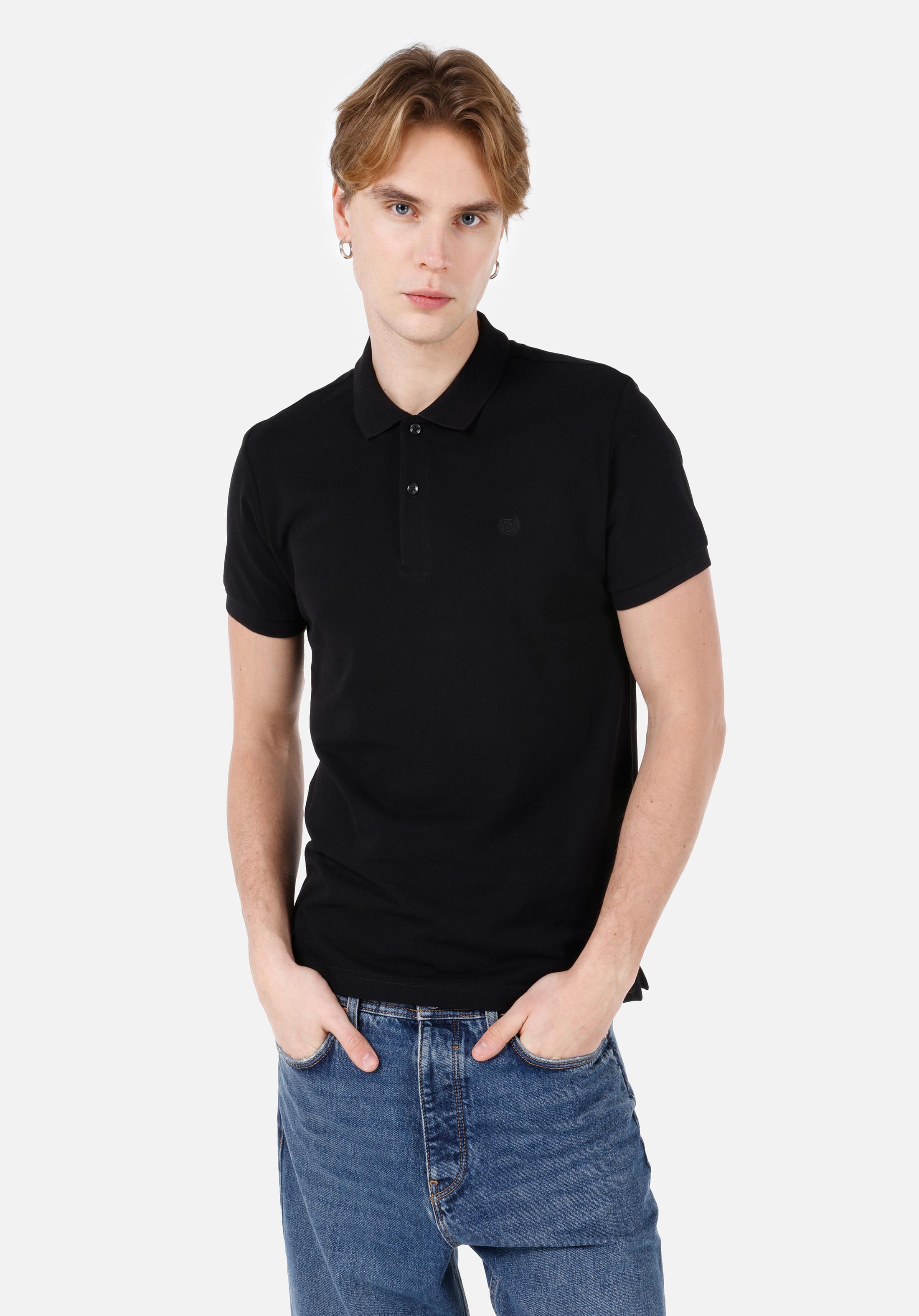 Afișați detalii pentru Tricou Polo Cu Maneca Scurta De Barbati Negru Classic Fit  Cltkttshm0766200