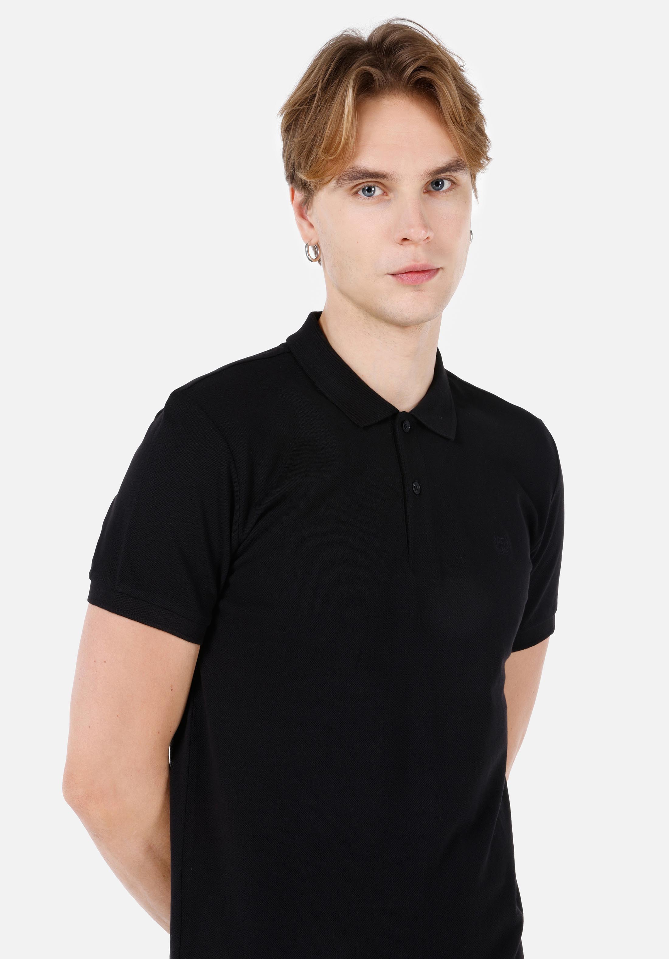 Afișați detalii pentru Tricou Polo Cu Maneca Scurta De Barbati Negru Classic Fit  Cltkttshm0766200