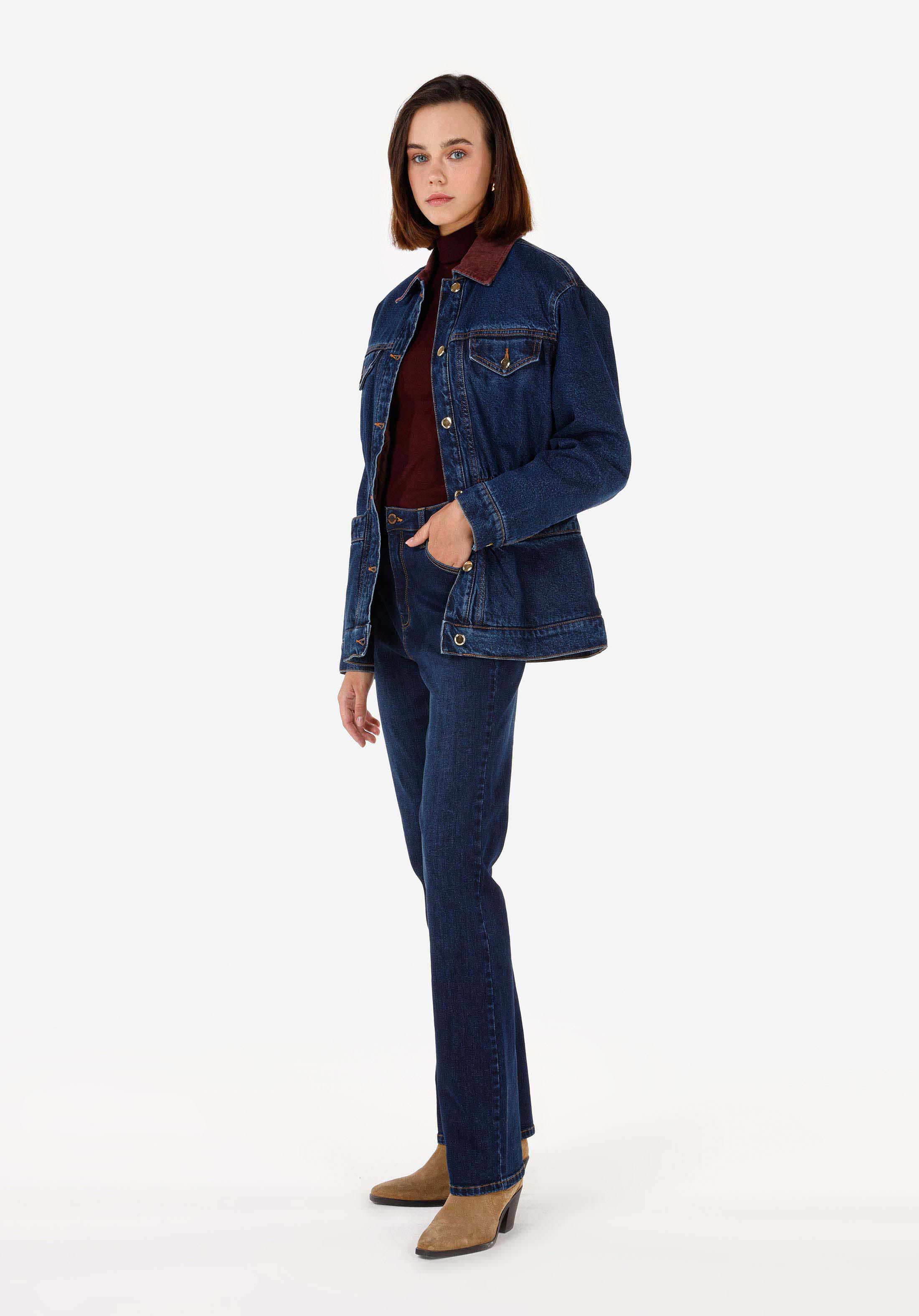 Afișați detalii pentru Jacheta De Dama Albastru Inchis Slim Fit  Cl1070716