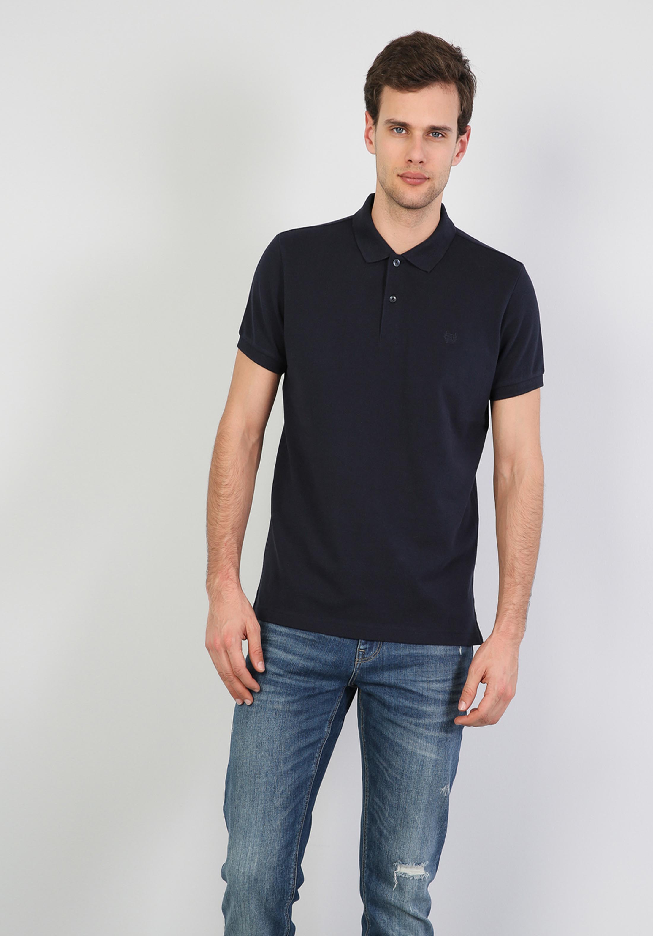 Afișați detalii pentru Tricou Polo Cu Maneca Scurta De Barbati Albastru Marin Classic Fit  Cltkttshm0766200