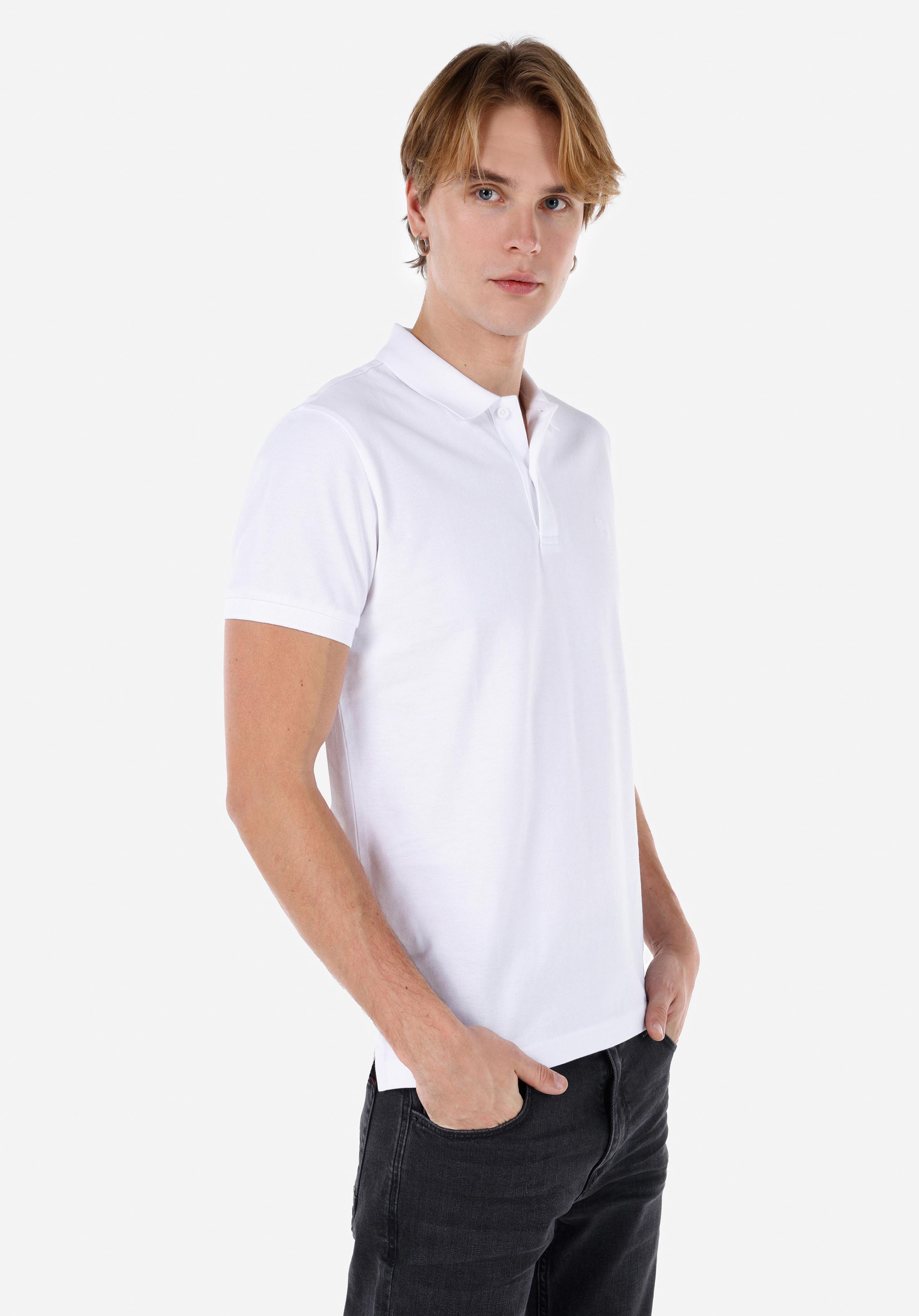 Afișați detalii pentru Tricou Polo Cu Maneca Scurta De Barbati Alb Classic Fit  Cltkttshm0766200