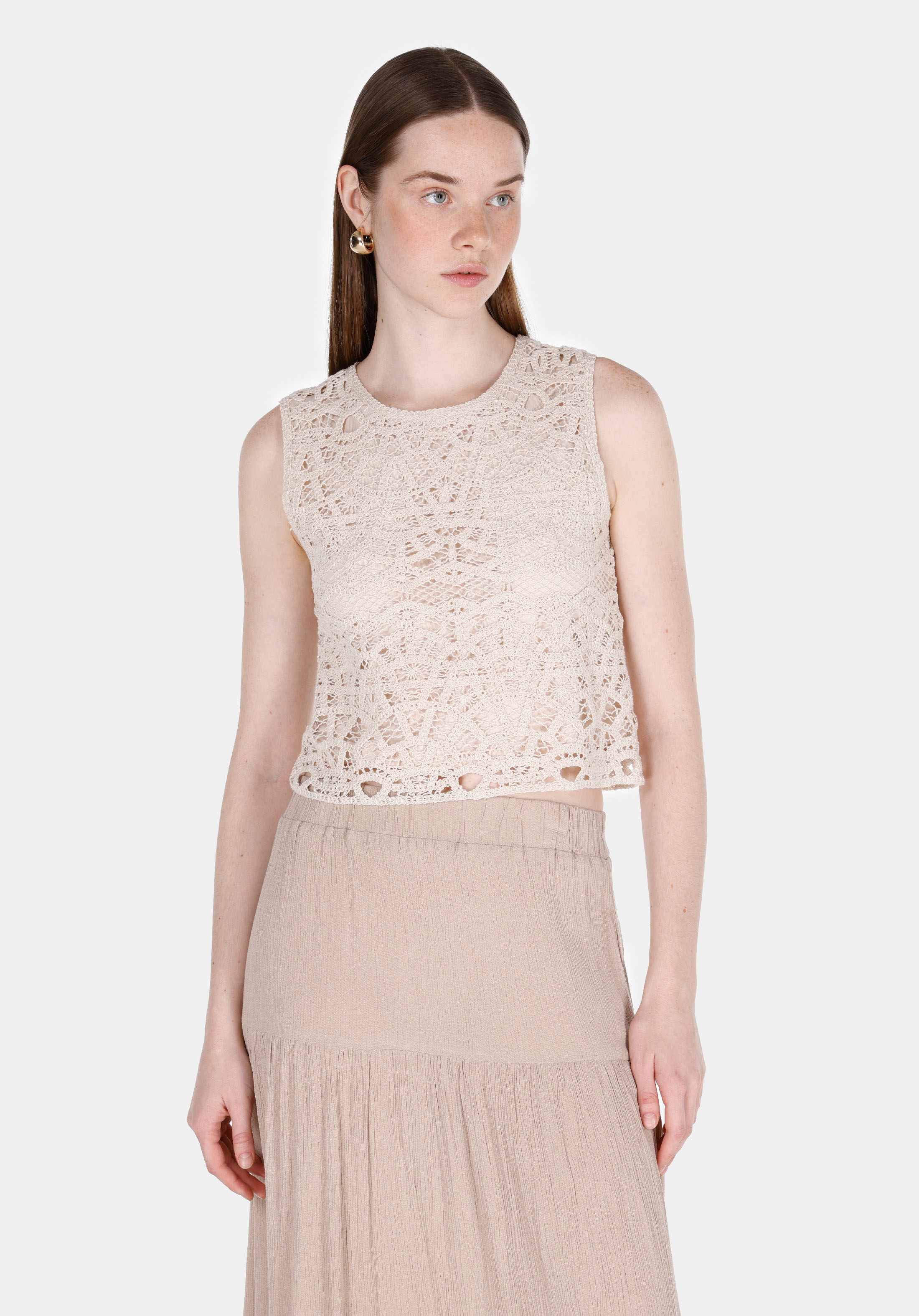 Afișați detalii pentru Bluza Cu Maneca Scurta De Dama Ecru Regular Fit  Cl1074540