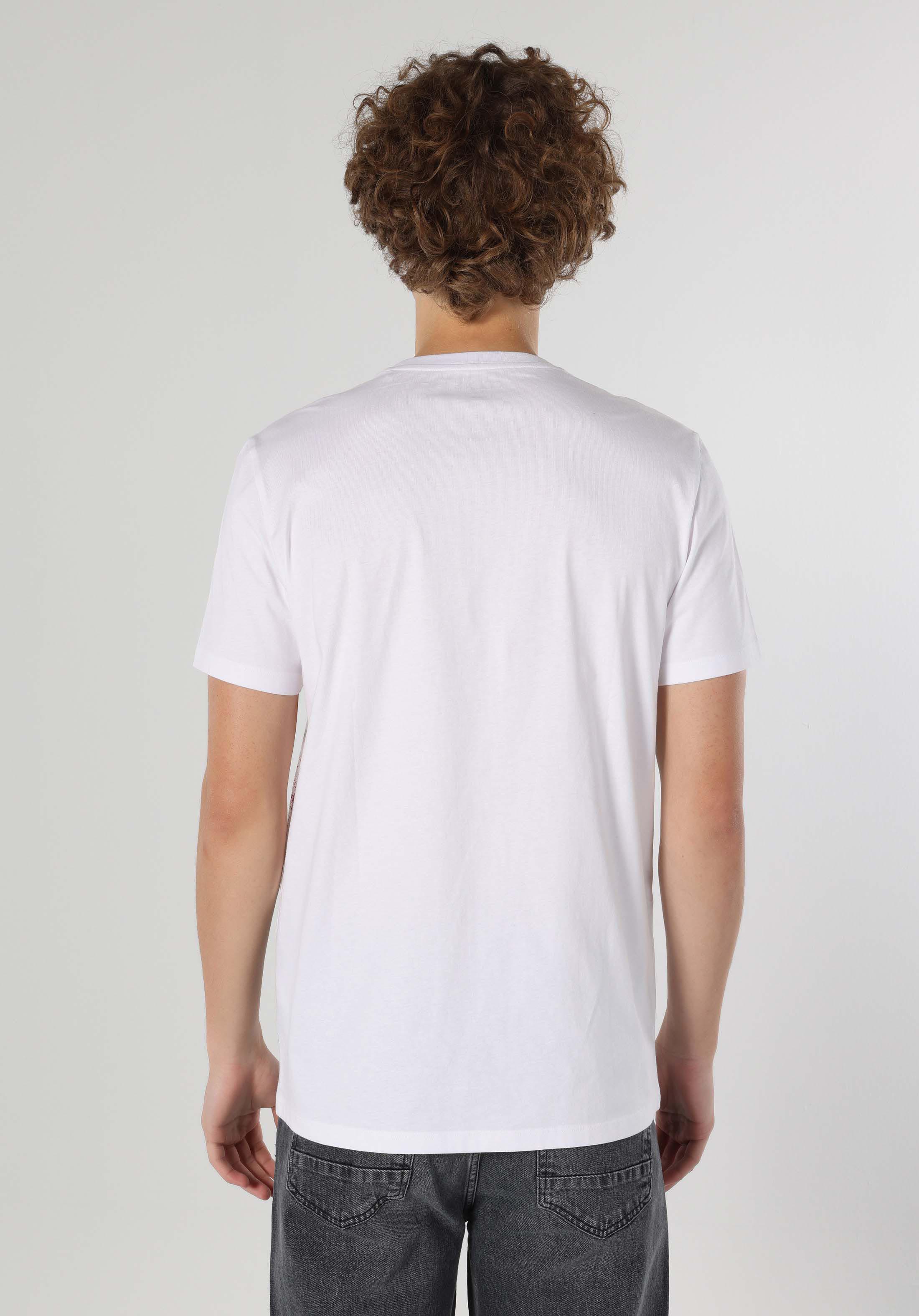 Afișați detalii pentru Regular Fit Round Neck Drept Bărbați Alb Mânecă Scurtă Tricou