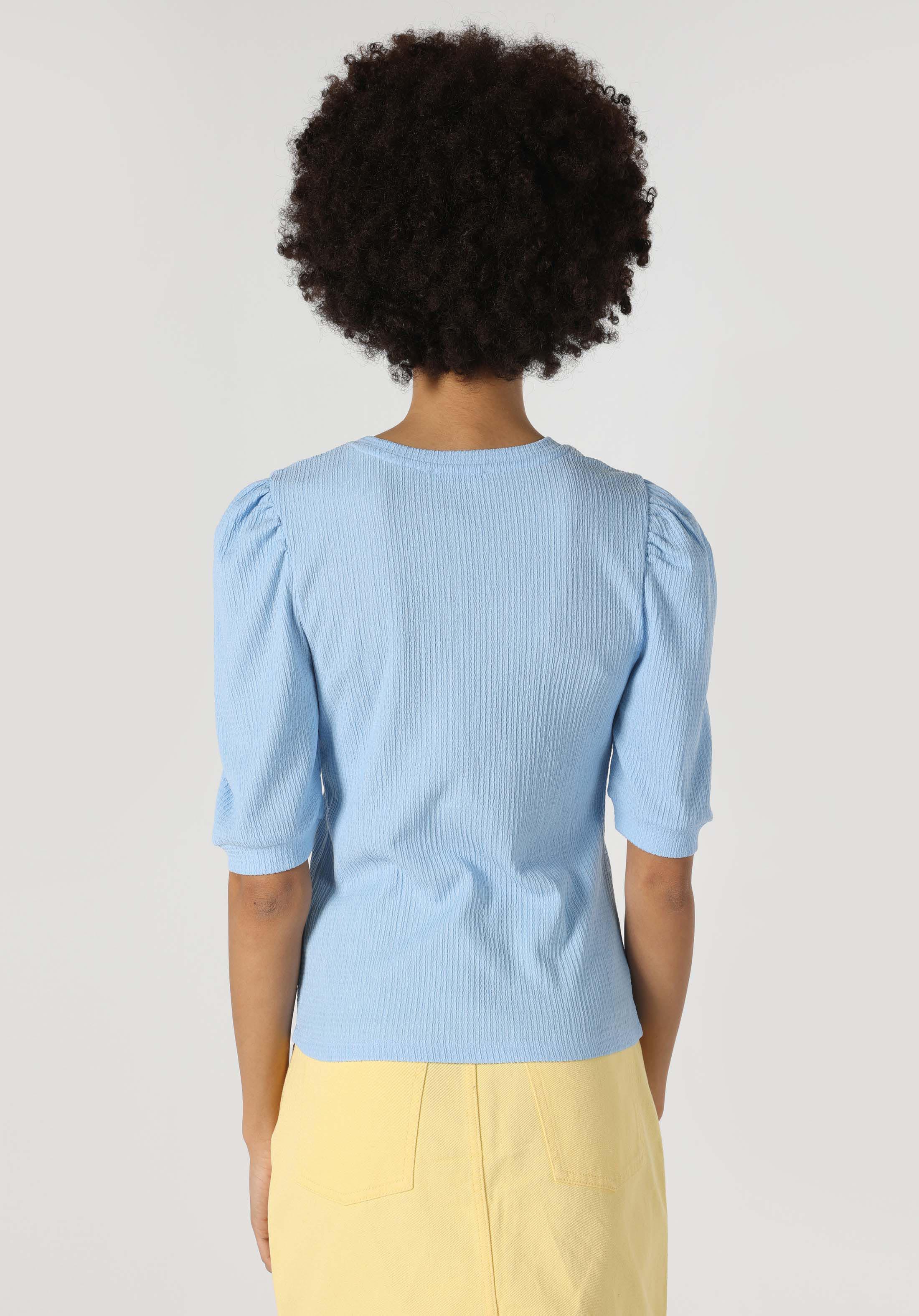 Afișați detalii pentru Regular Fit Round Neck Tricou Albastru Cu Mânecă Scurtă Pentru Femei