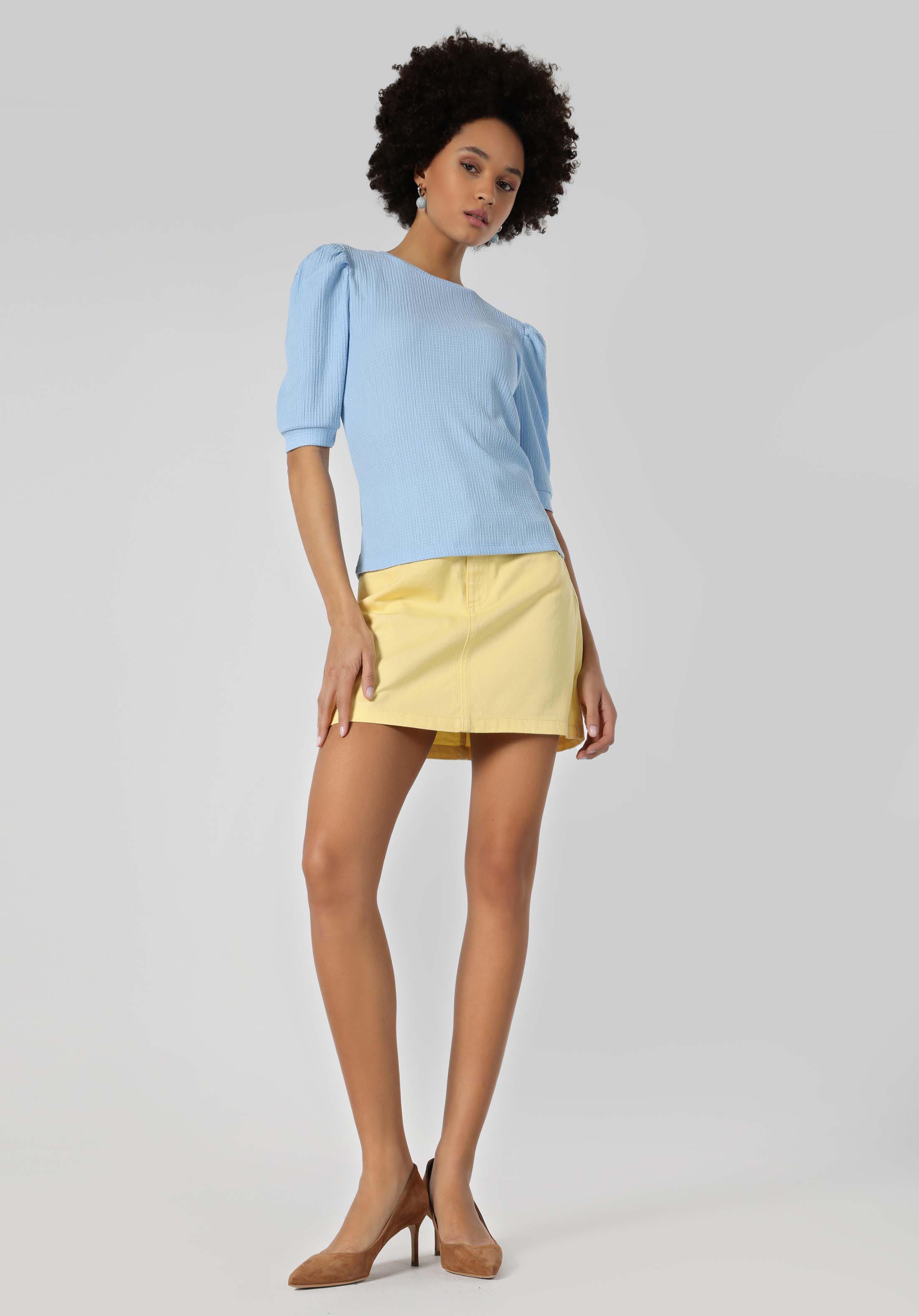 Afișați detalii pentru Regular Fit Round Neck Tricou Albastru Cu Mânecă Scurtă Pentru Femei
