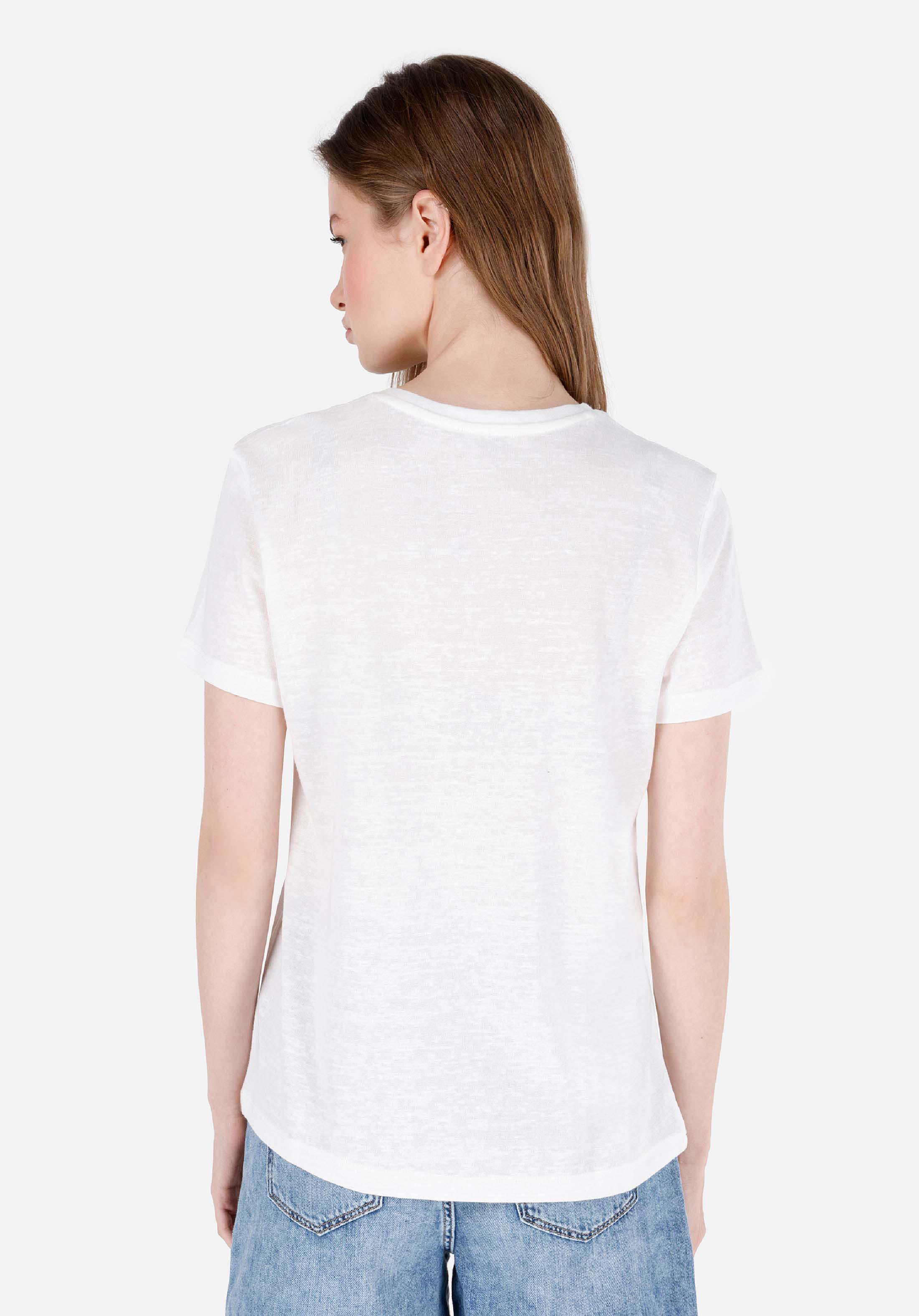 Afișați detalii pentru Regular Fit Round Neck Imprimat Tricou Alb Cu Mânecă Scurtă Pentru Femei