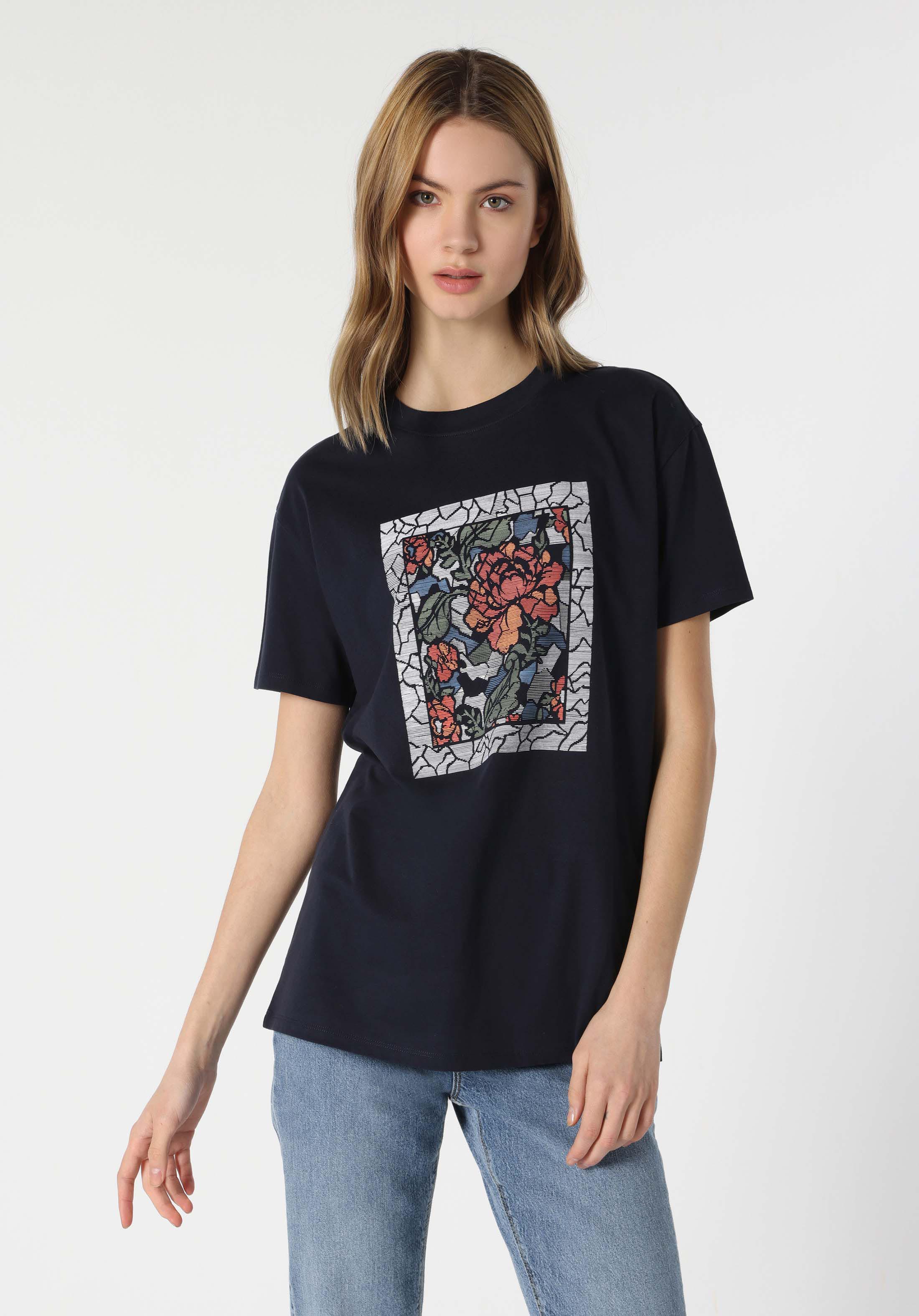 Afișați detalii pentru Tricou Cu Maneca Scurta De Dama Albastru Marin Comfort Fit  Cl1063352
