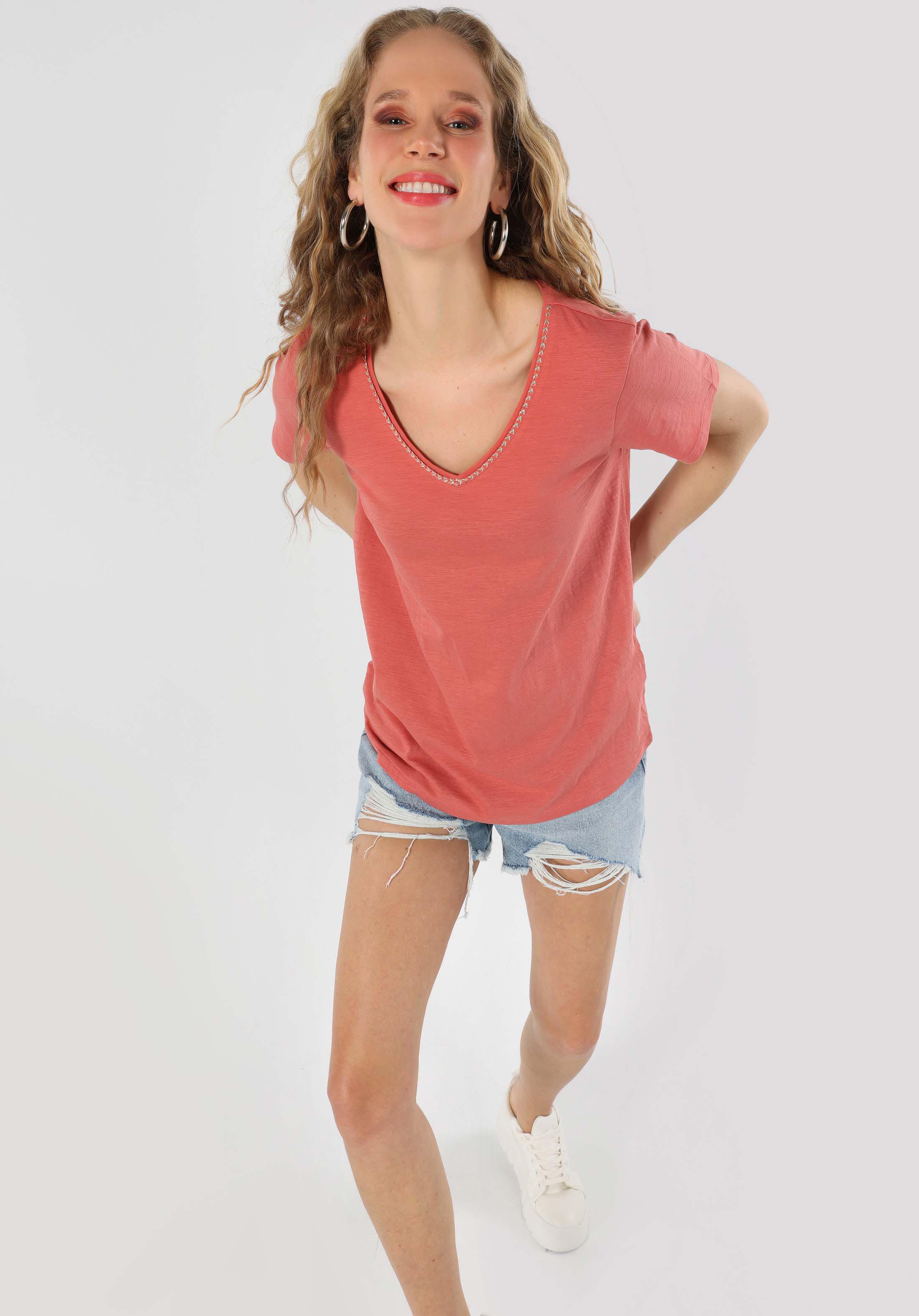 Afișați detalii pentru Tricou Cu Maneca Scurta De Dama Maro Regular Fit  Cl1063419