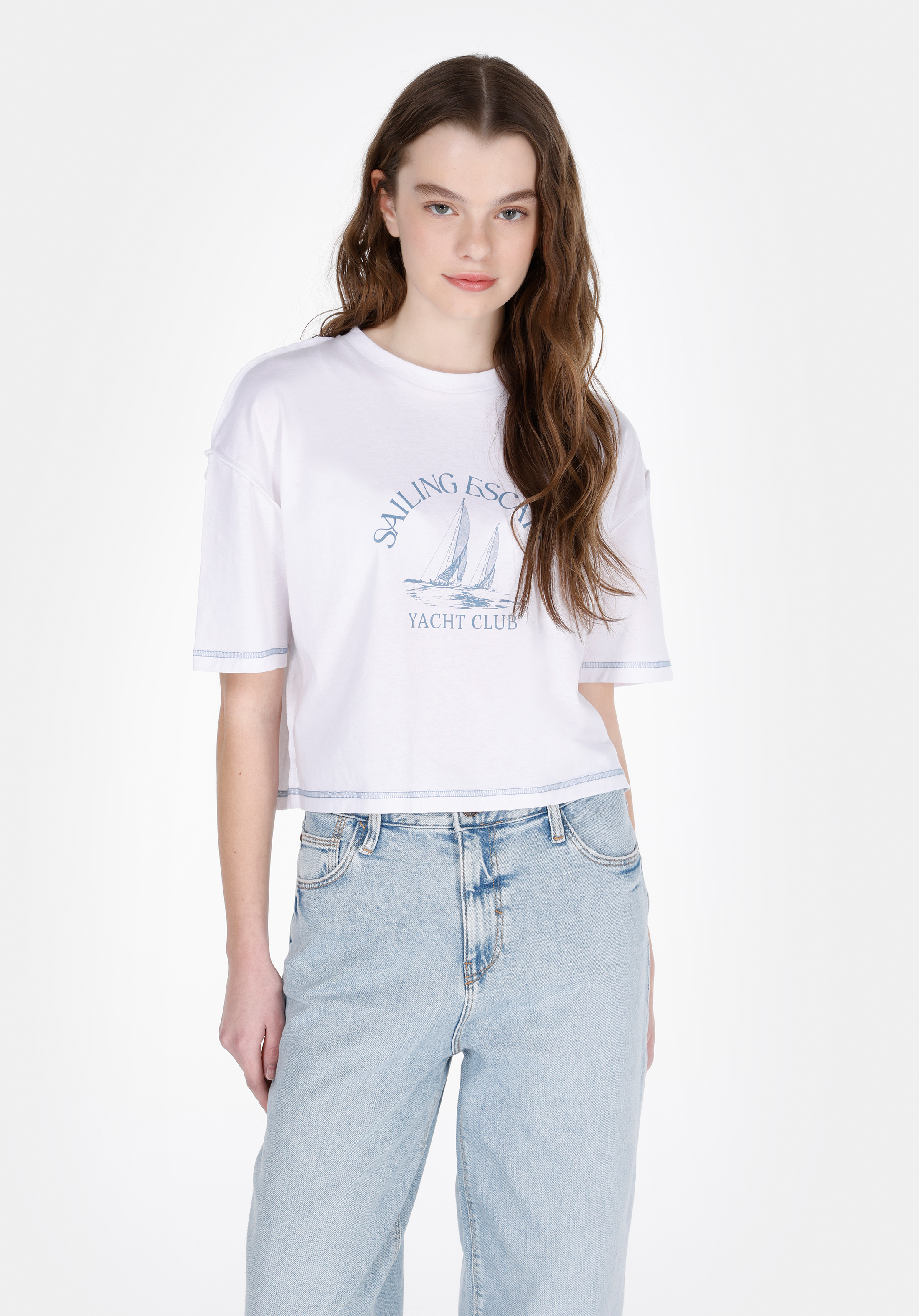 Afișați detalii pentru Tricou Cu Maneca Scurta De Dama Alb Comfort Fit  Cl1073168