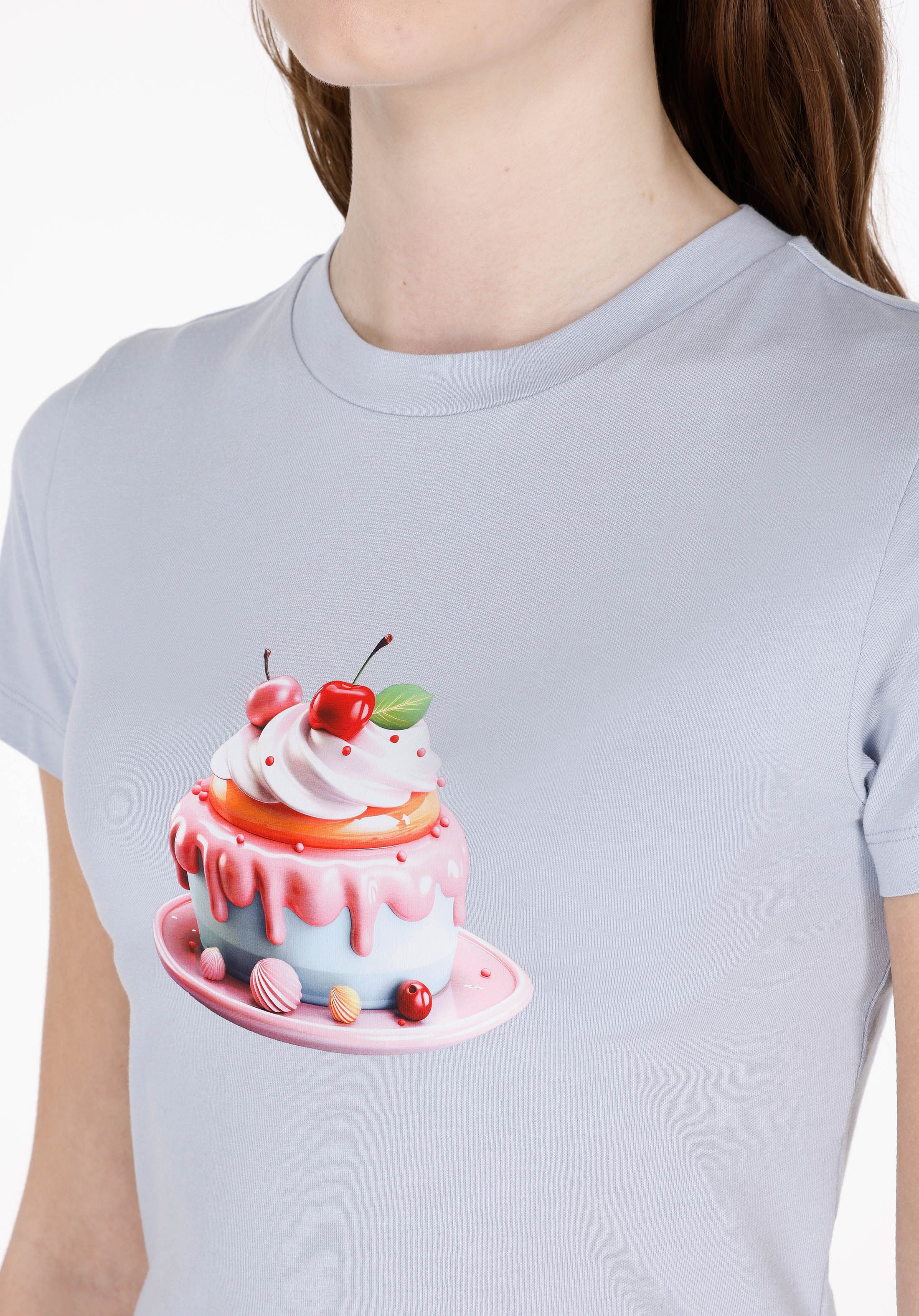 Afișați detalii pentru Tricou Cu Maneca Scurta De Dama Albastru Slim Fit  Cl1073175