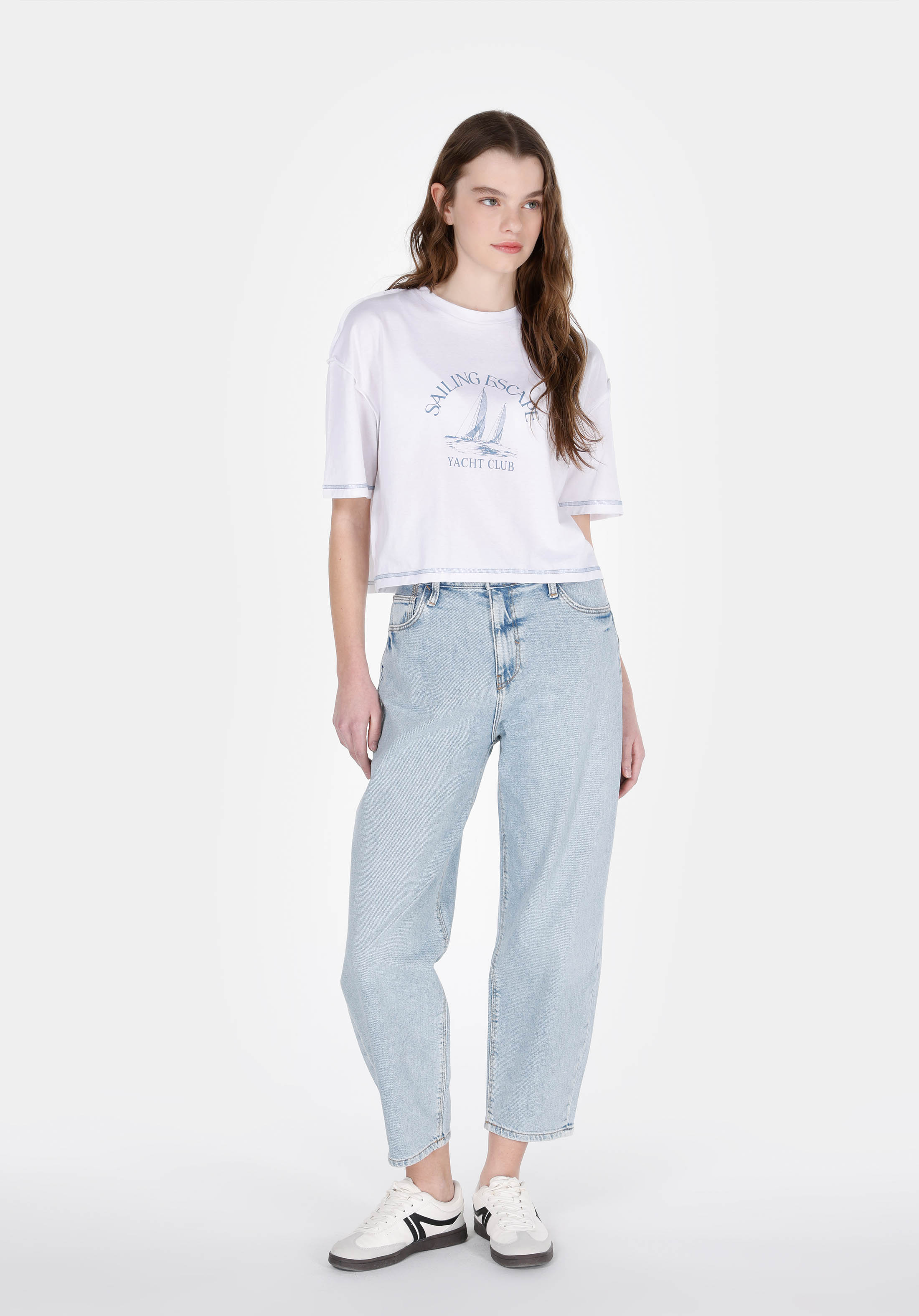 Afișați detalii pentru Pantaloni De Dama Denim Balloon Fit 850 Jenny Cl1073507
