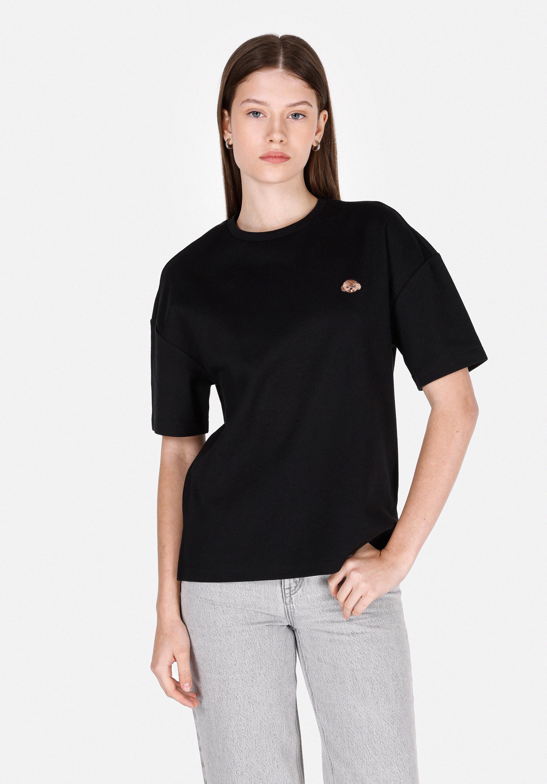 Afișați detalii pentru Tricou Cu Maneca Scurta De Dama Negru Regular Fit  Cl1073465