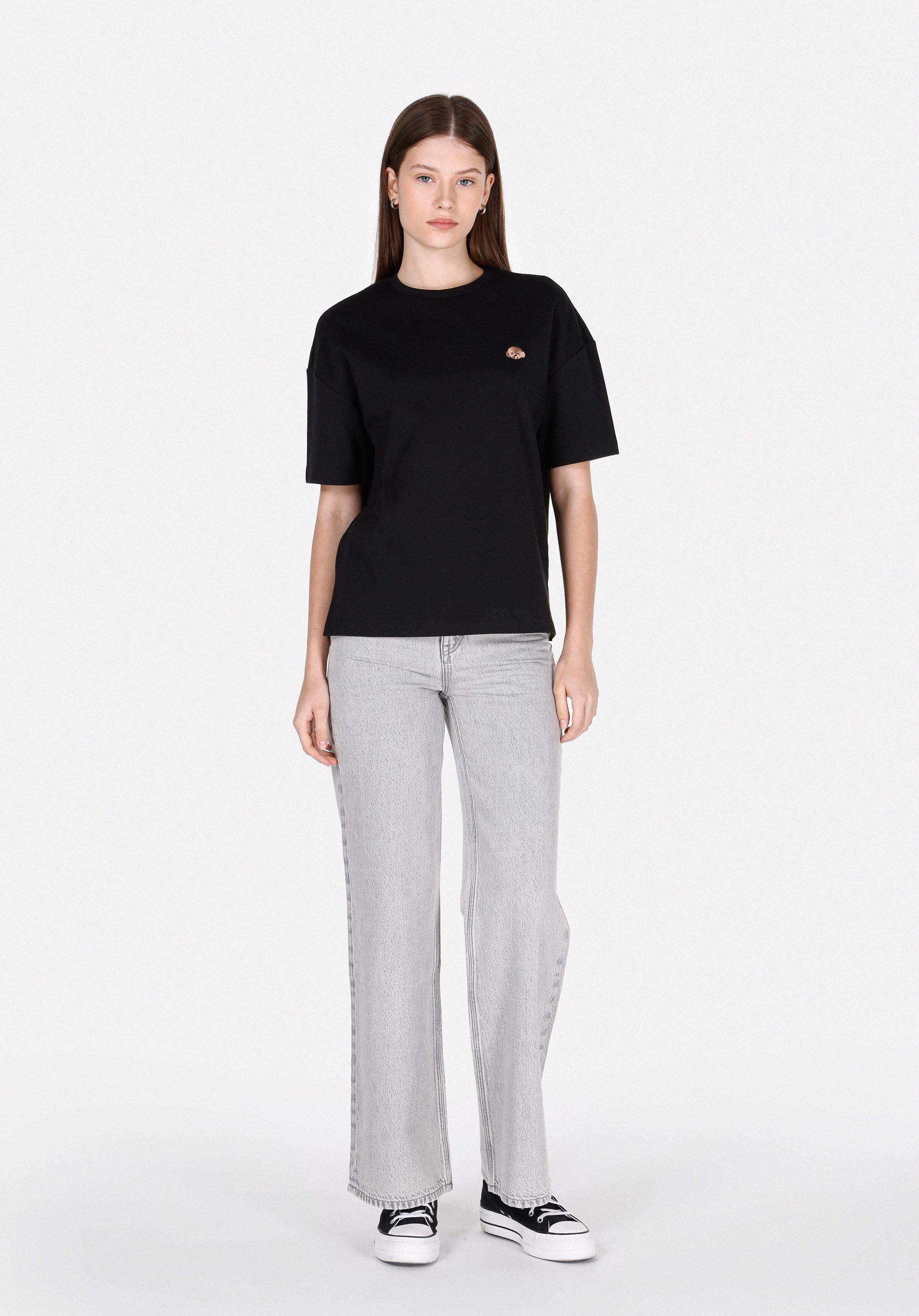 Afișați detalii pentru Tricou Cu Maneca Scurta De Dama Negru Regular Fit  Cl1073465