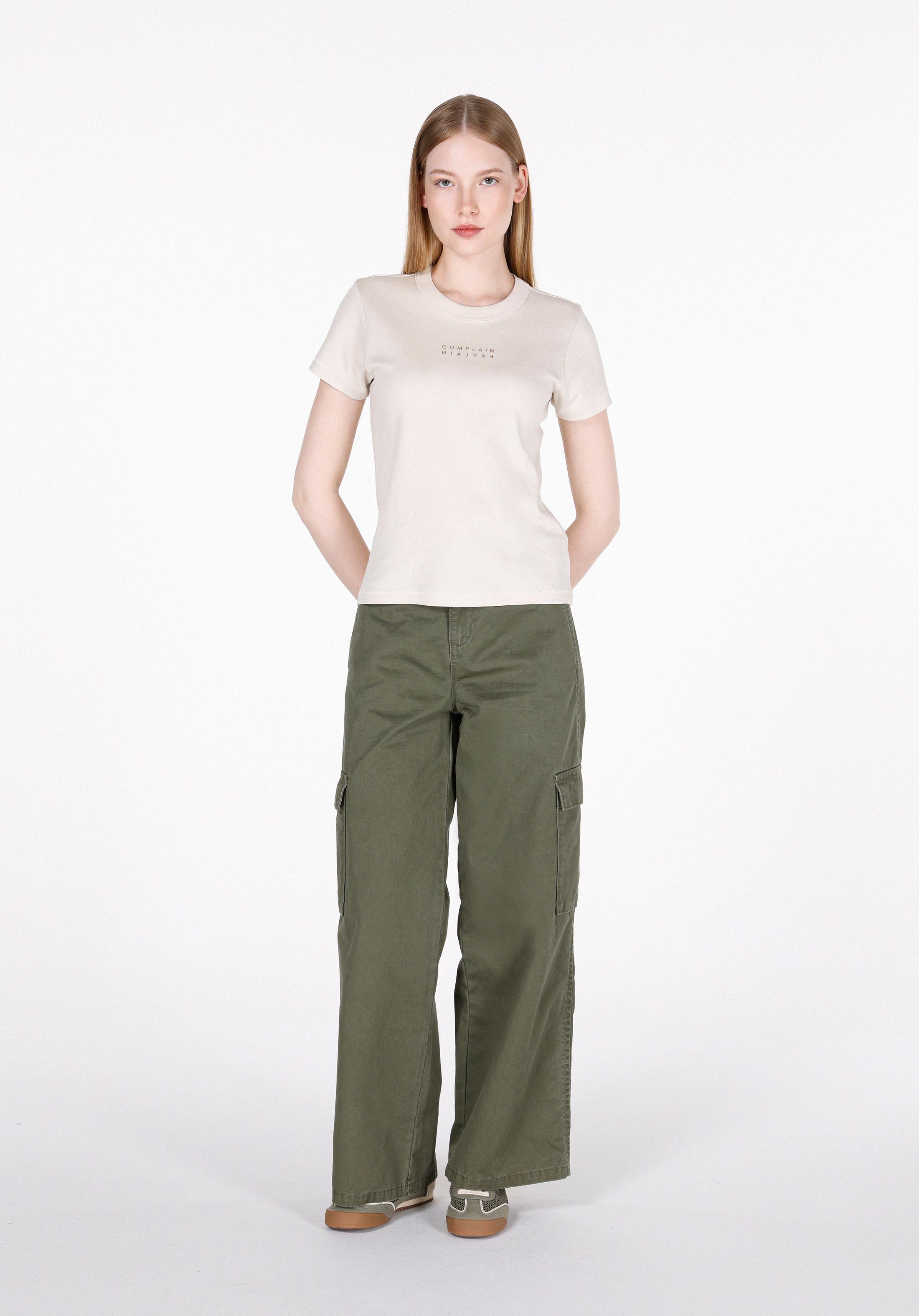 Afișați detalii pentru Tricou Cu Maneca Scurta De Dama Ecru Slim Fit  Cl1073472
