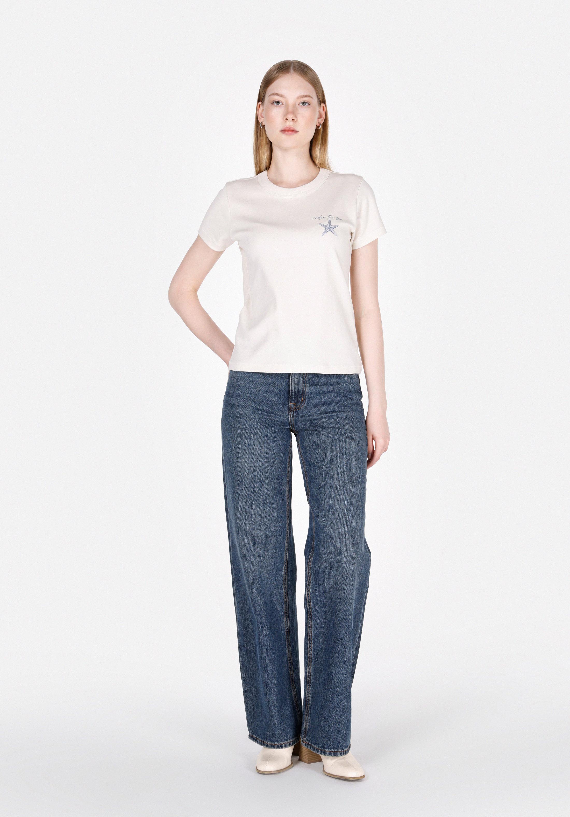 Afișați detalii pentru Tricou Cu Maneca Scurta De Dama Alb Slim Fit  Cl1073532