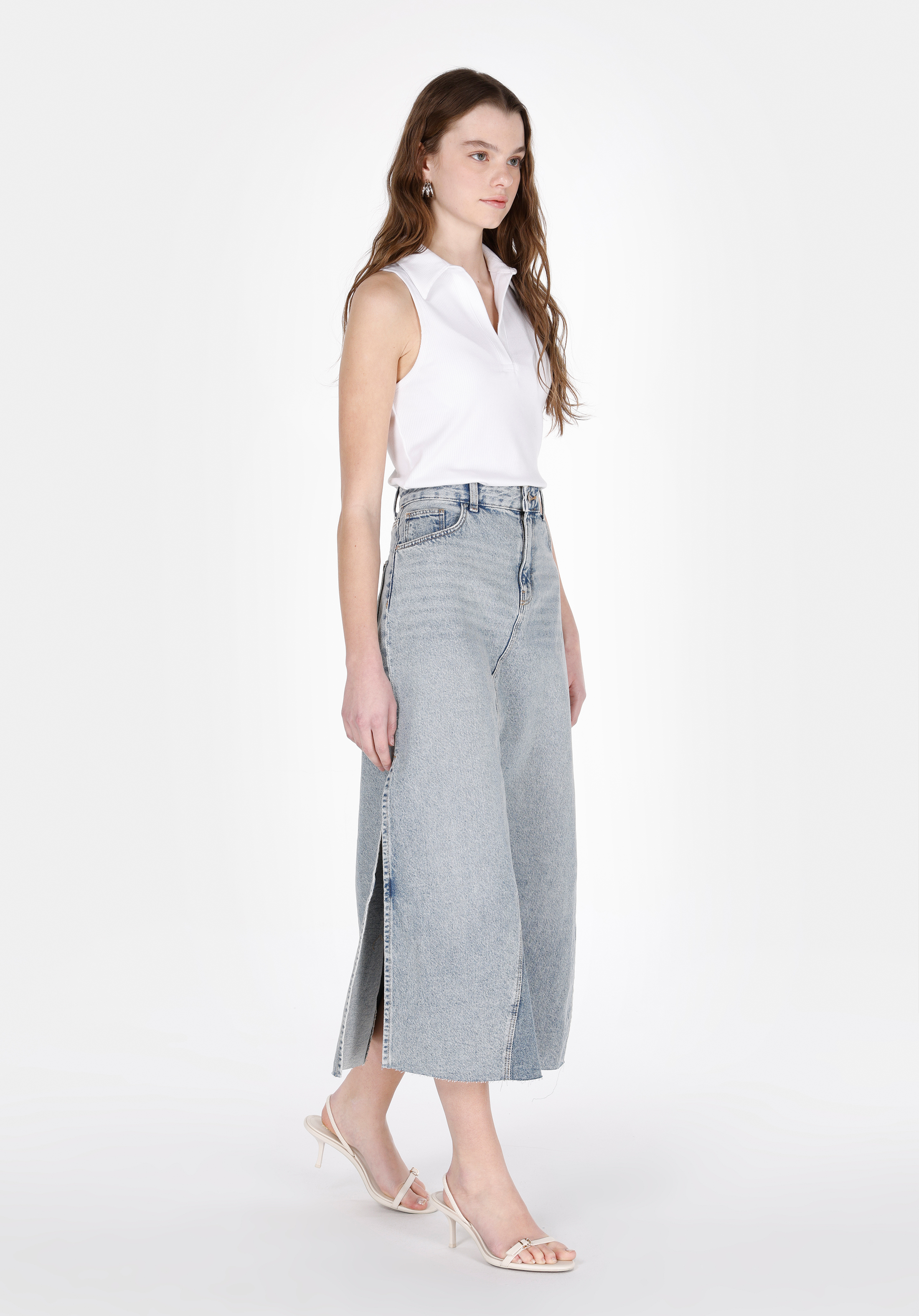 Afișați detalii pentru Slim Fit Drept Fermoar Fustă Albastră Pentru Femei