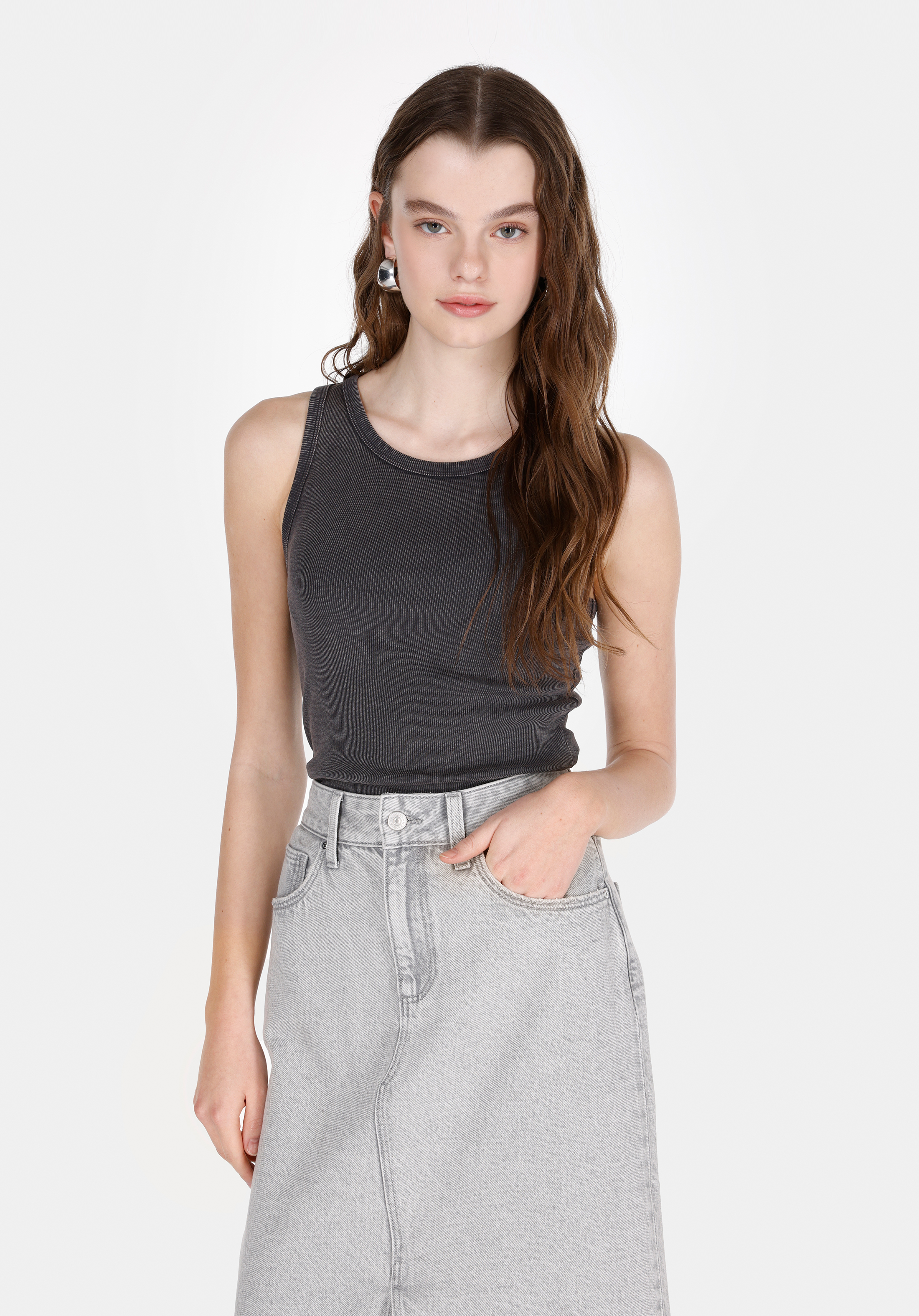 Afișați detalii pentru Maiou De Dama Antracit Slim Fit  Cl1074307
