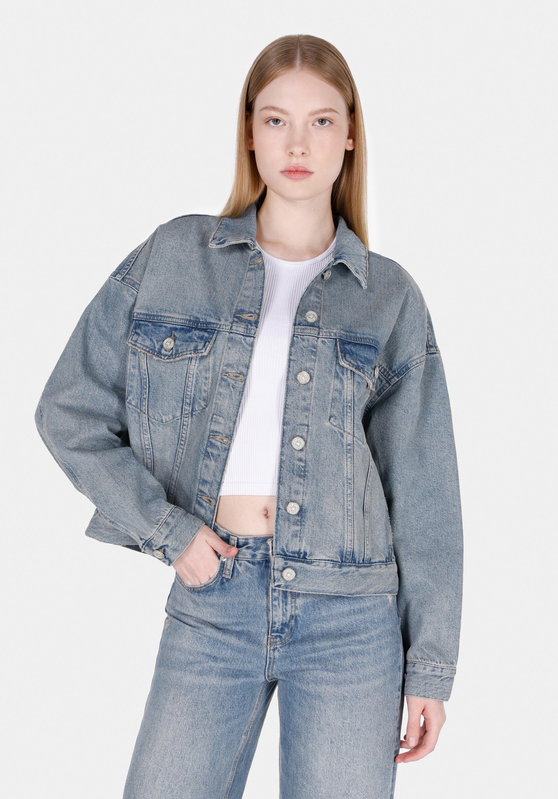 Afișați detalii pentru Jacheta De Dama Denim Oversize Fit  Cl1073910