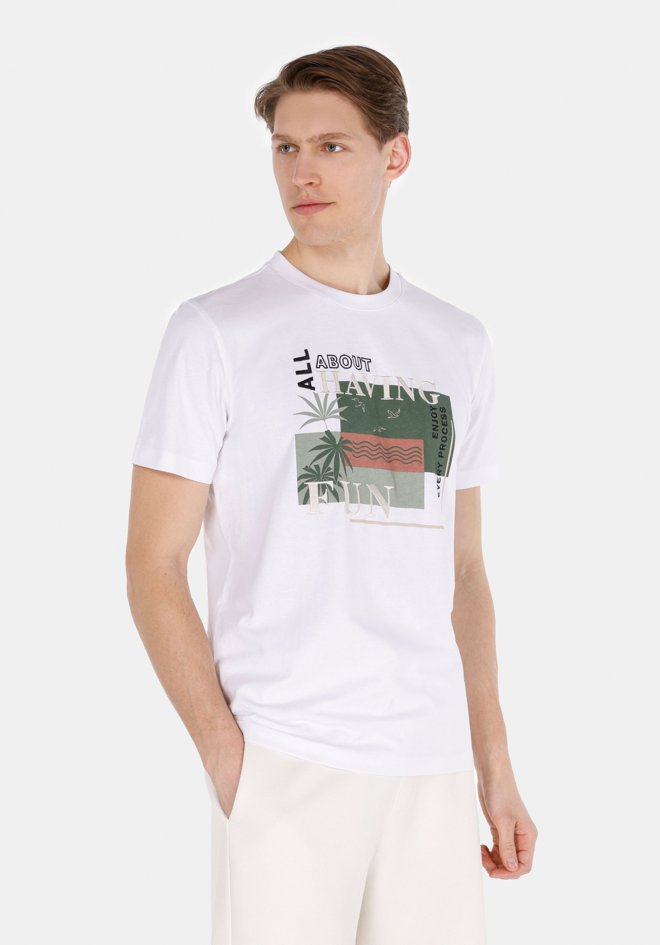 Afișați detalii pentru Tricou Cu Maneca Scurta De Barbati Alb Regular Fit  Cl1073321