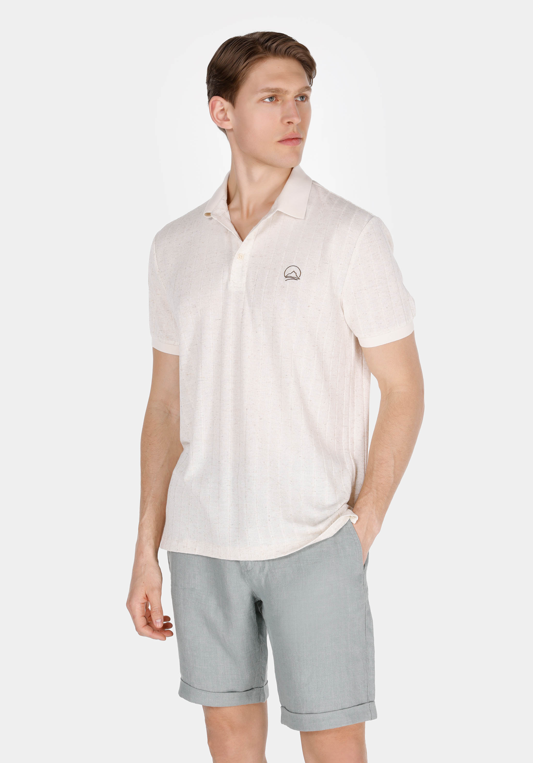Afișați detalii pentru Tricou Polo Cu Maneca Scurta De Barbati Bej Regular Fit  Cl1074812