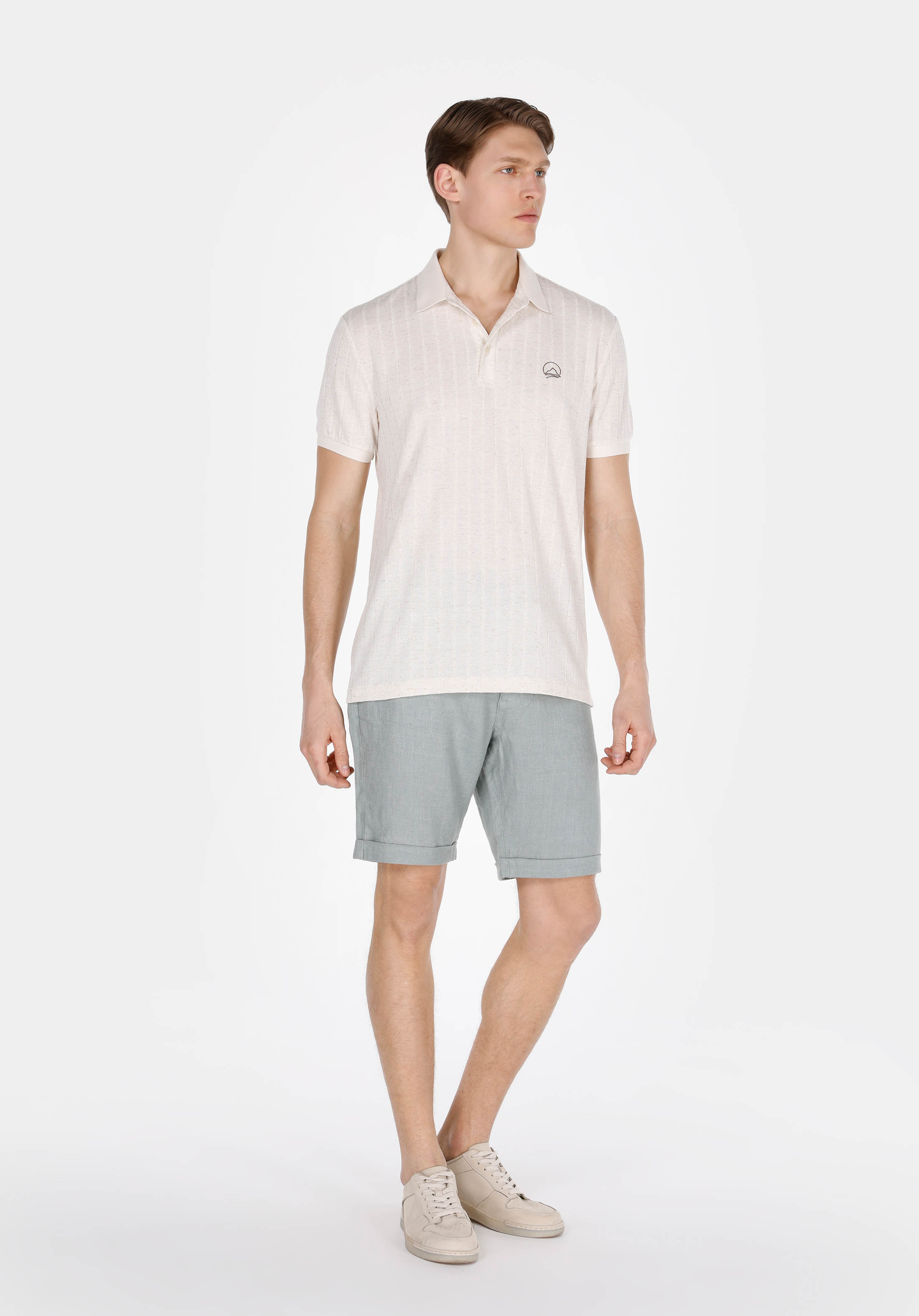 Afișați detalii pentru Tricou Polo Cu Maneca Scurta De Barbati Bej Regular Fit  Cl1074812