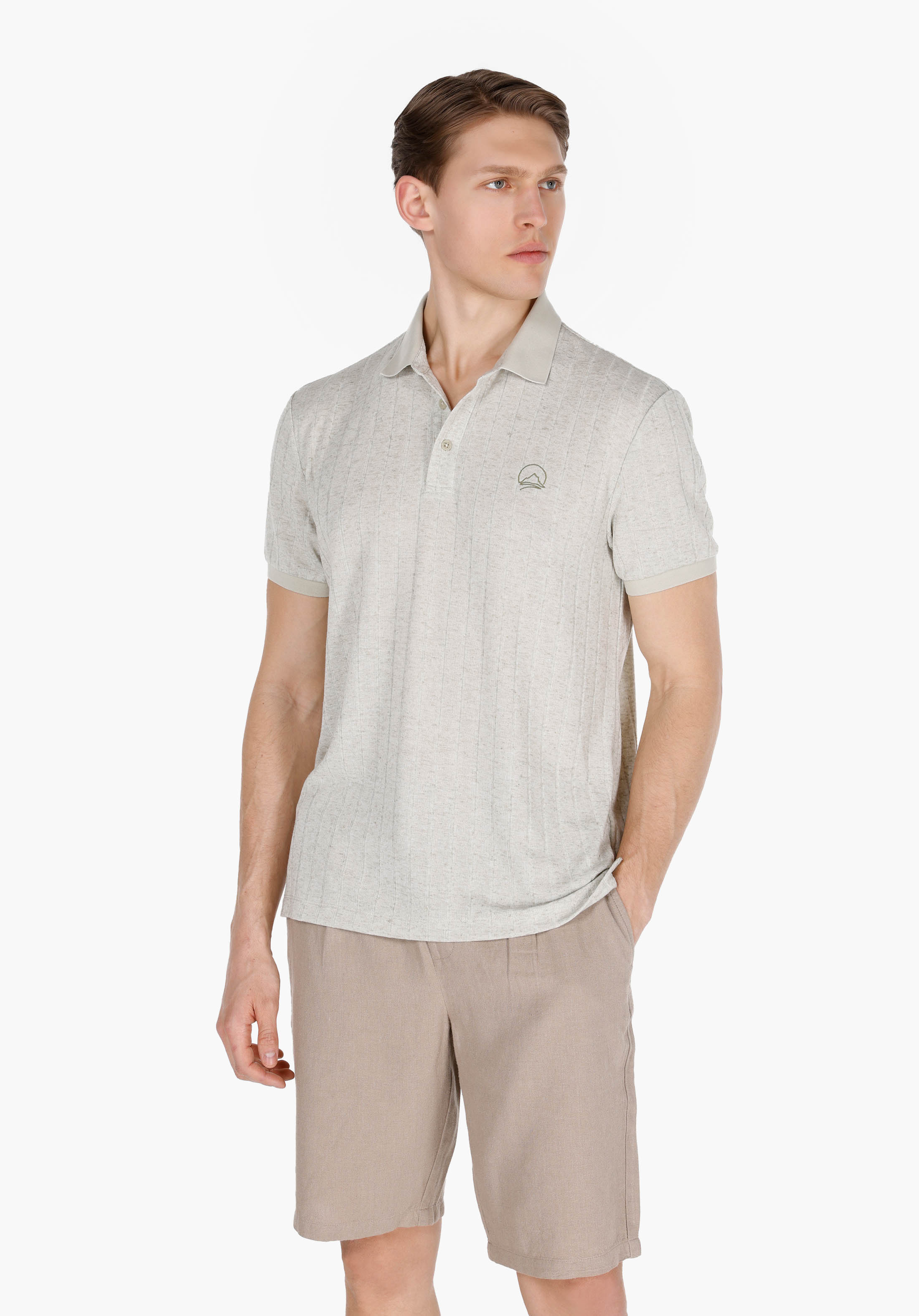 Afișați detalii pentru Regular Fit Polo Neck Drept Bărbați Verde Tricou Cu Mânecă Scurtă