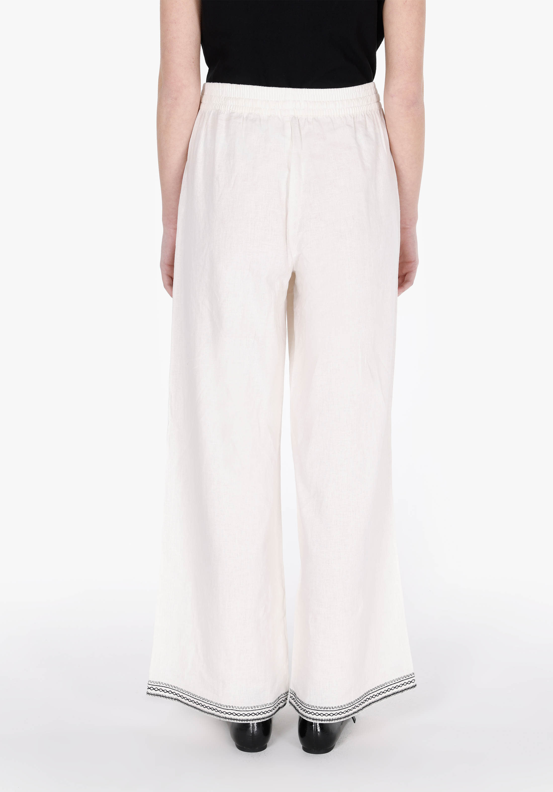 Afișați detalii pentru Regular Fit Talie Talie Pantaloni Largi Pantaloni Albi Pentru Femei