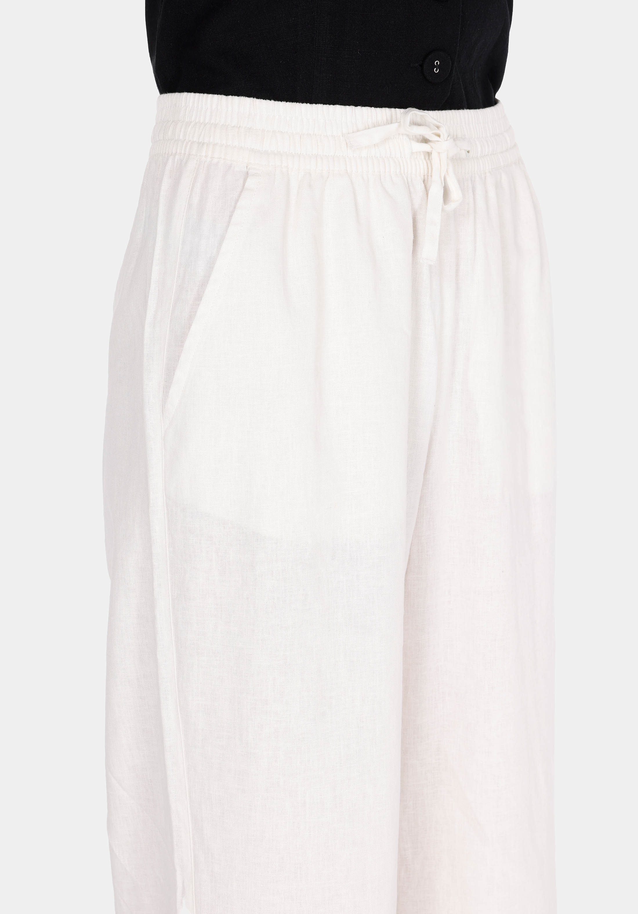 Afișați detalii pentru Regular Fit Talie Talie Pantaloni Largi Pantaloni Albi Pentru Femei