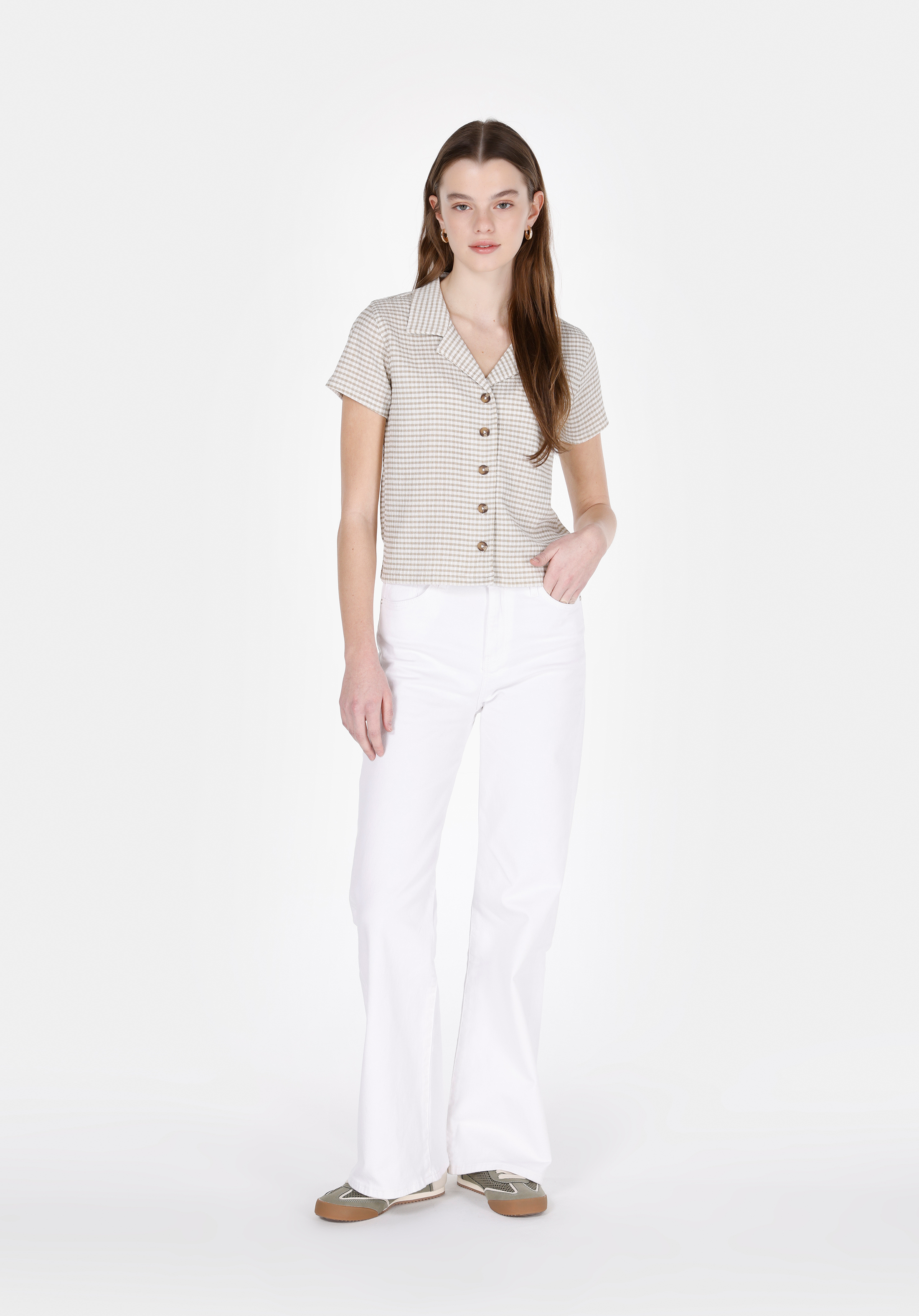 Afișați detalii pentru Camasa Cu Maneca Scurta De Dama Verde Slim Fit  Cl1074376