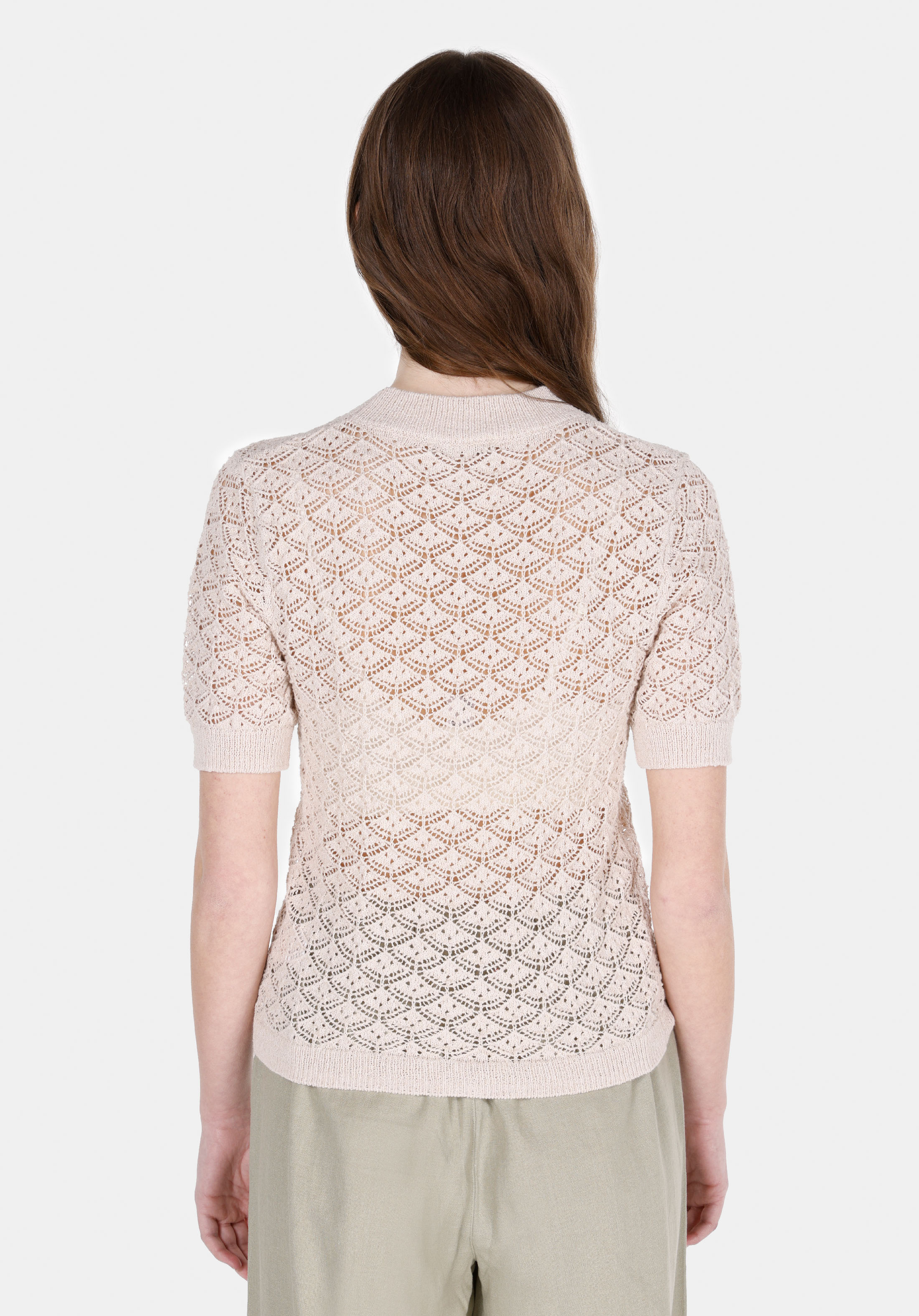Afișați detalii pentru Pulover Cu Mâneci Scurte De Dama Bej Slim Fit  Cl1074415