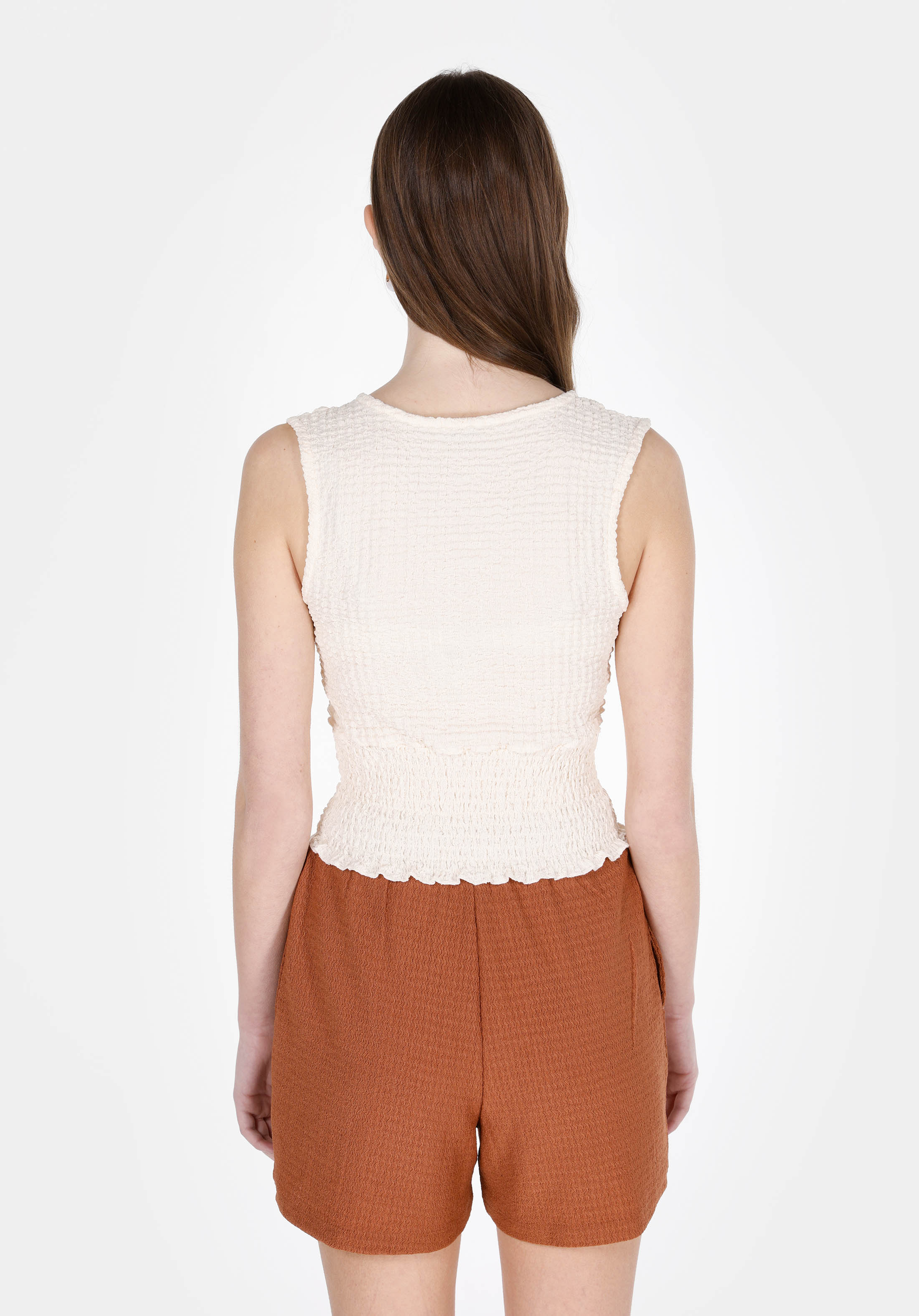 Afișați detalii pentru Bluza Cu Maneca Scurta De Dama Ecru Slim Fit  Cl1074546