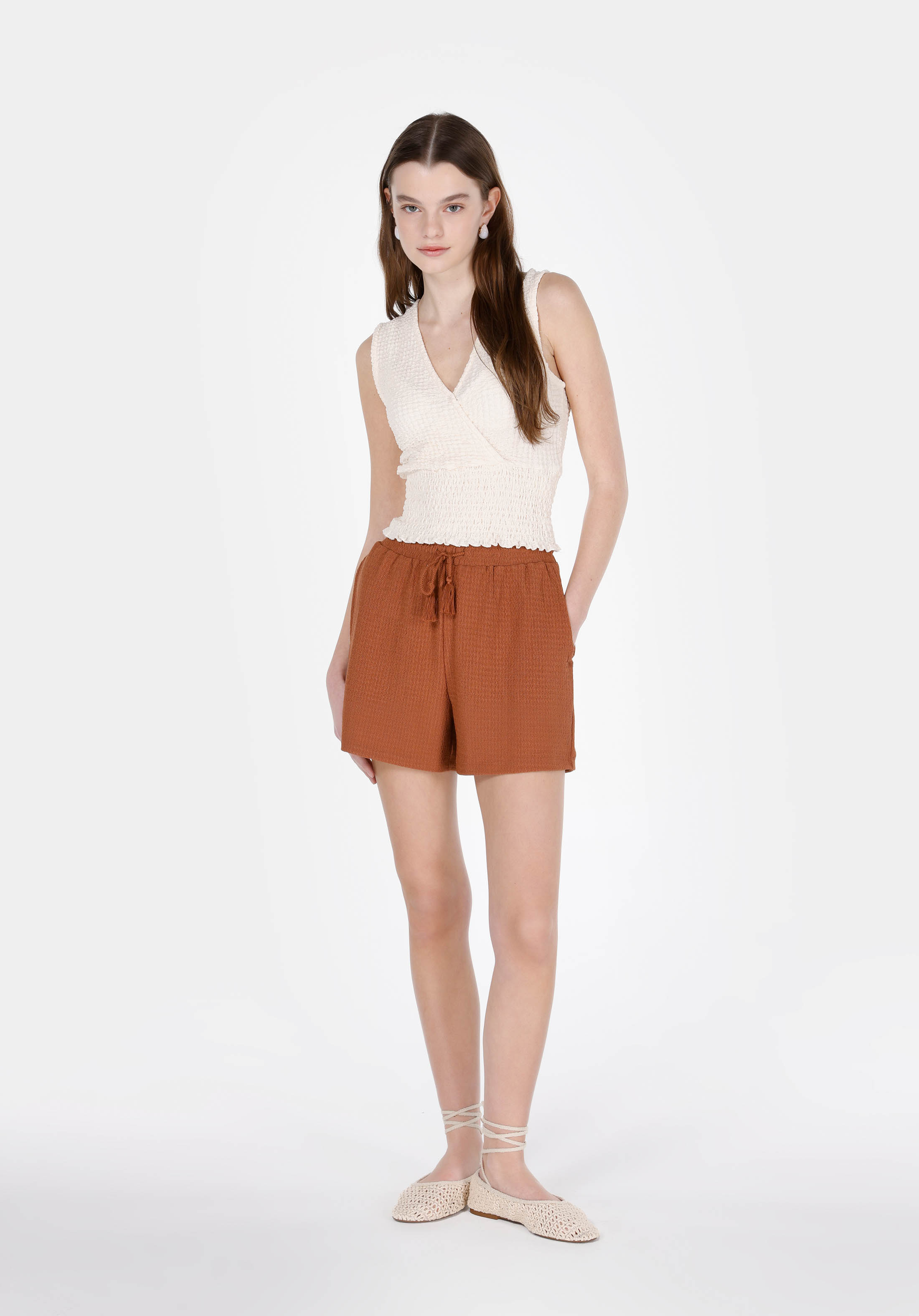 Afișați detalii pentru Bluza Cu Maneca Scurta De Dama Ecru Slim Fit  Cl1074546
