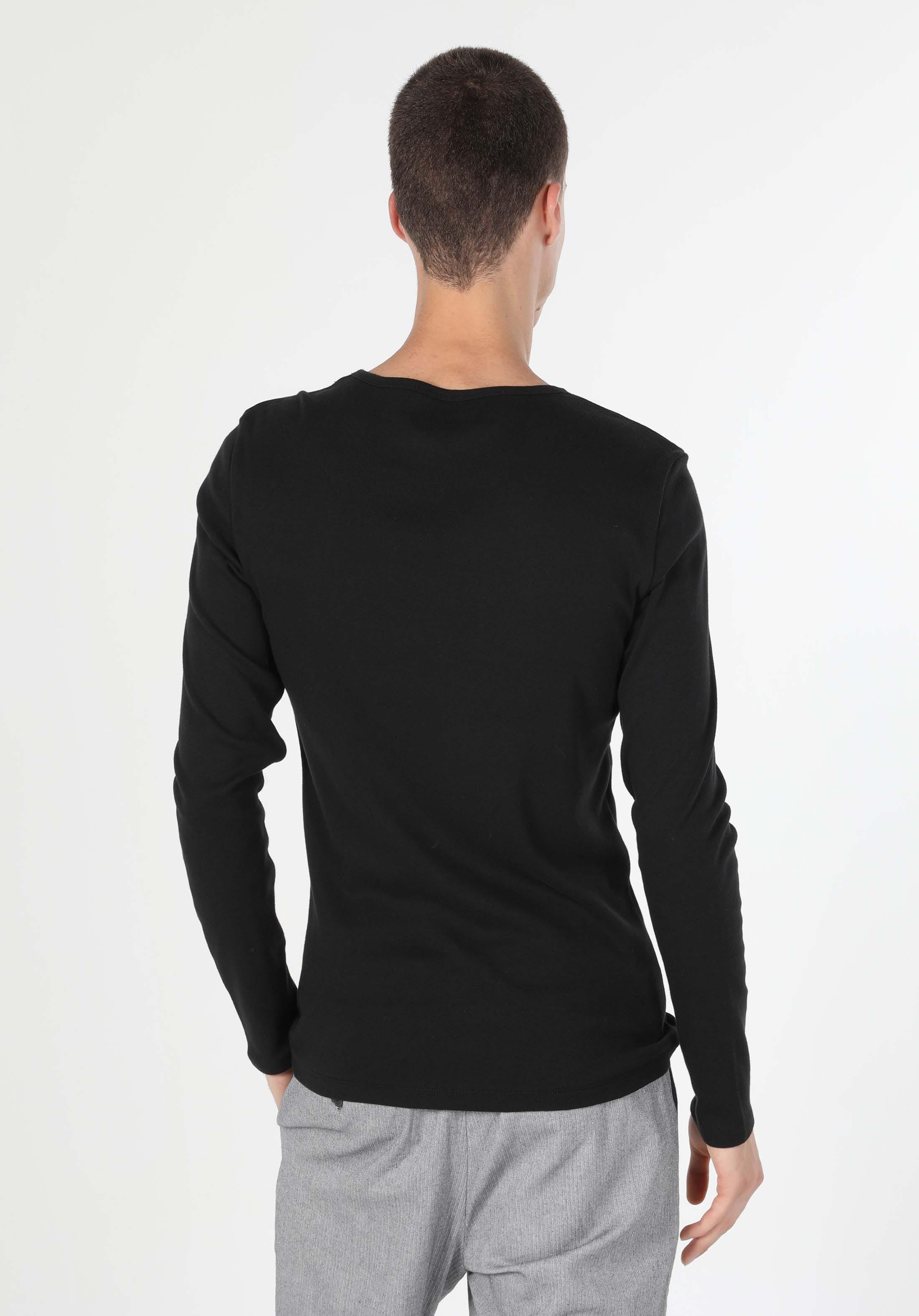 Afișați detalii pentru Tricou Cu Maneca Lunga De Barbati Negru Slim Fit  Cl1051052