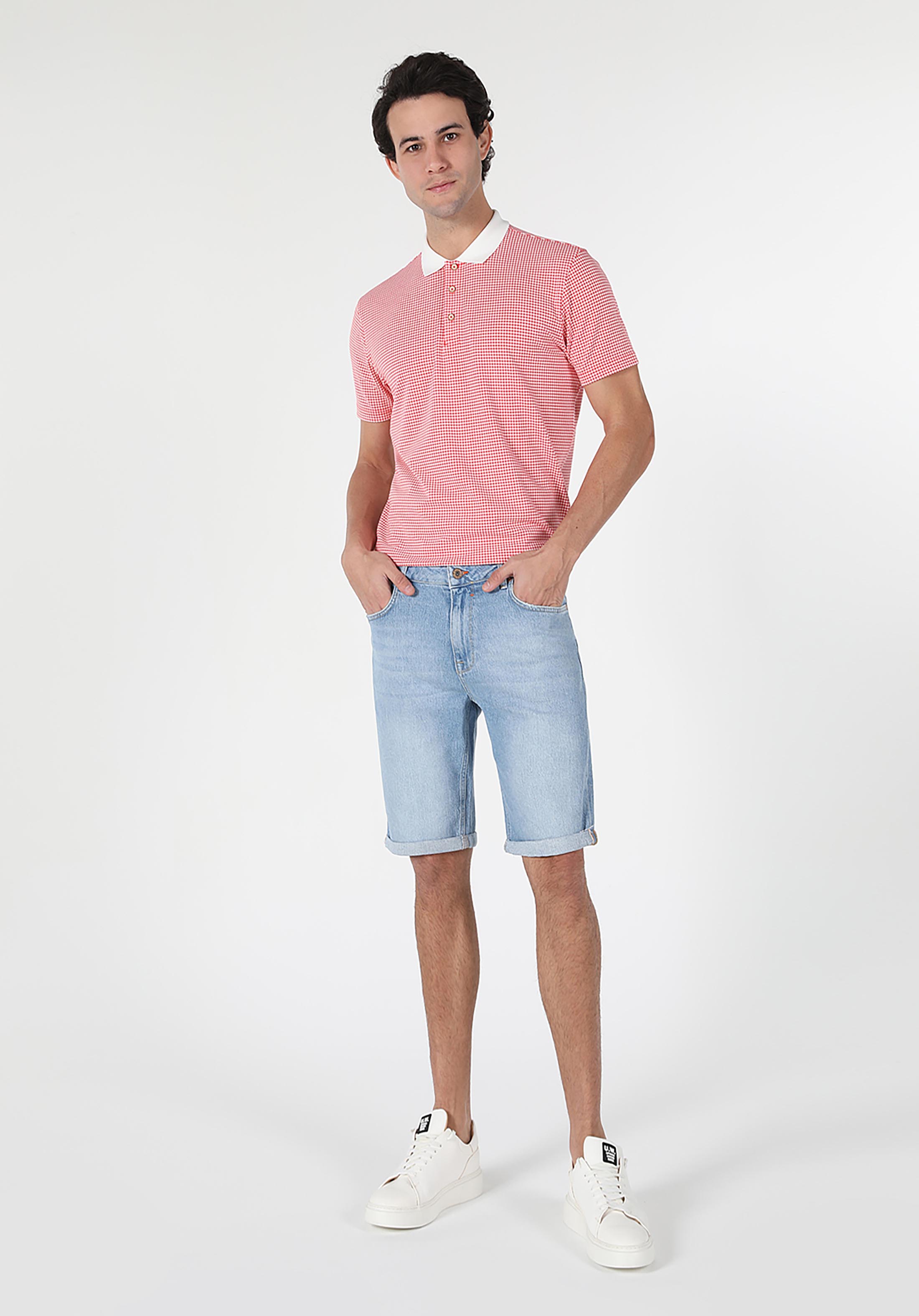 Afișați detalii pentru Short / Pantaloni Scurti De Barbati Albastru Deschis Regular Fit  Cl1059459