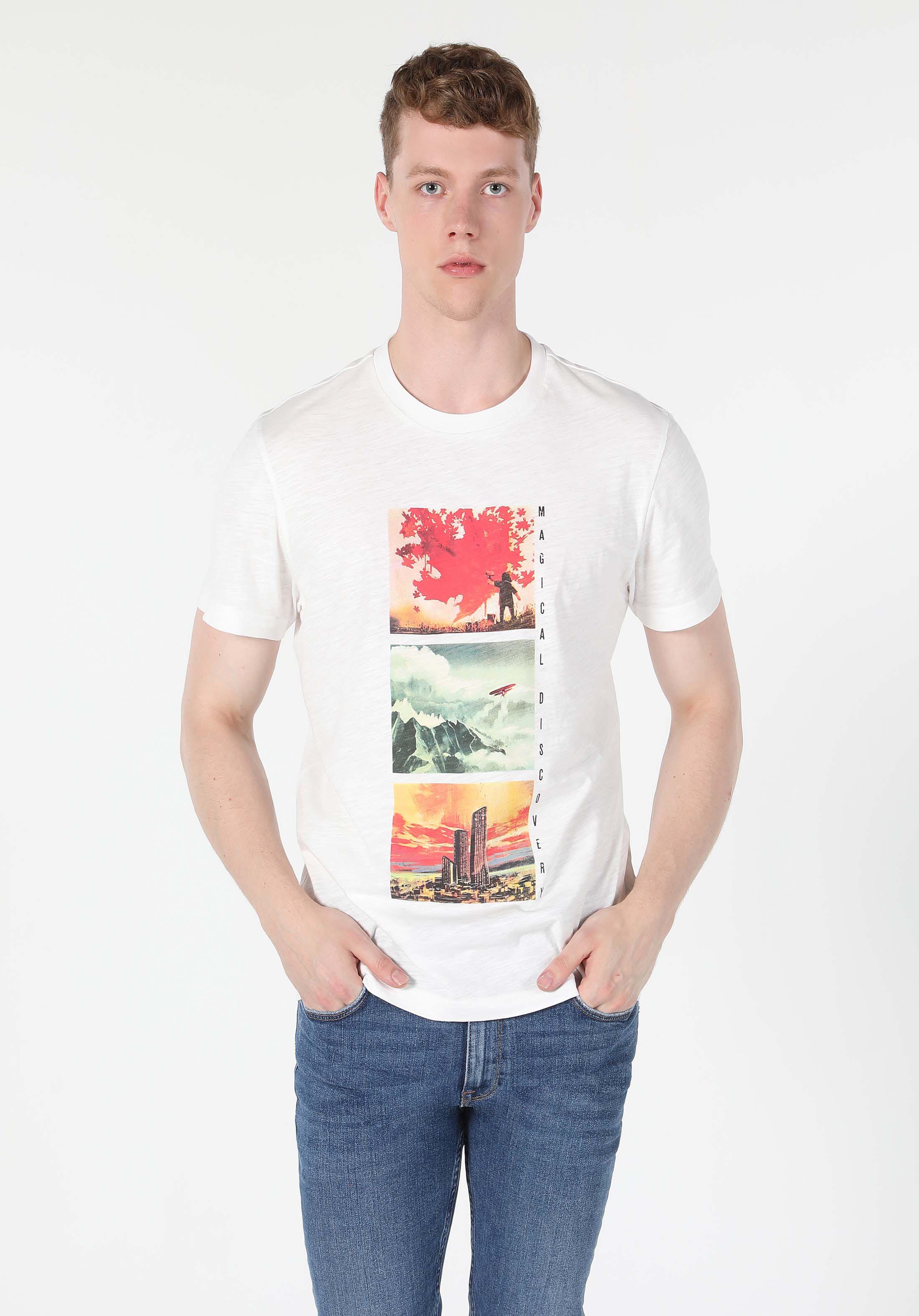 Afișați detalii pentru Tricou Cu Maneca Scurta De Barbati Alb Regular Fit  Cl1059672