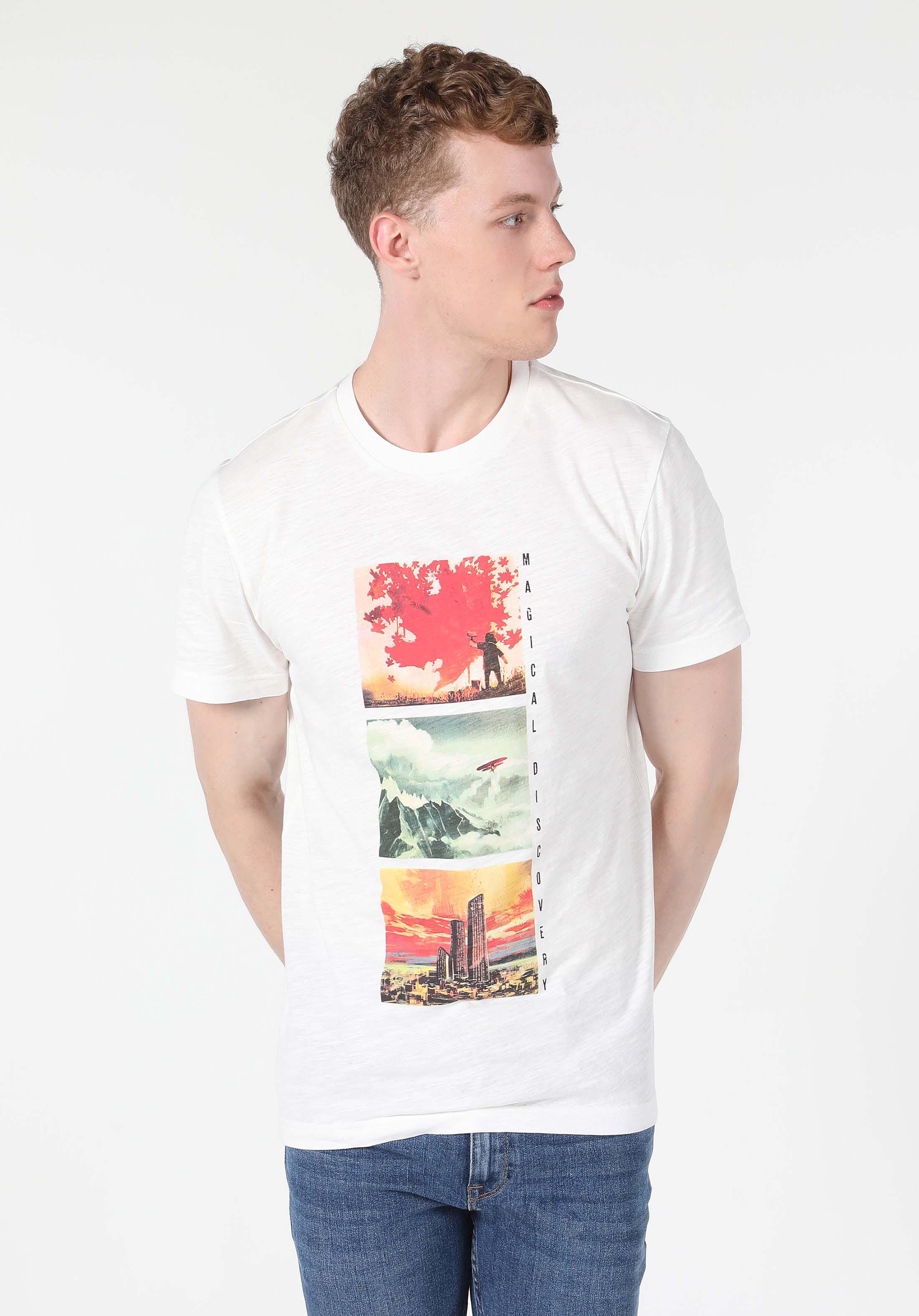 Afișați detalii pentru Tricou Cu Maneca Scurta De Barbati Alb Regular Fit  Cl1059672