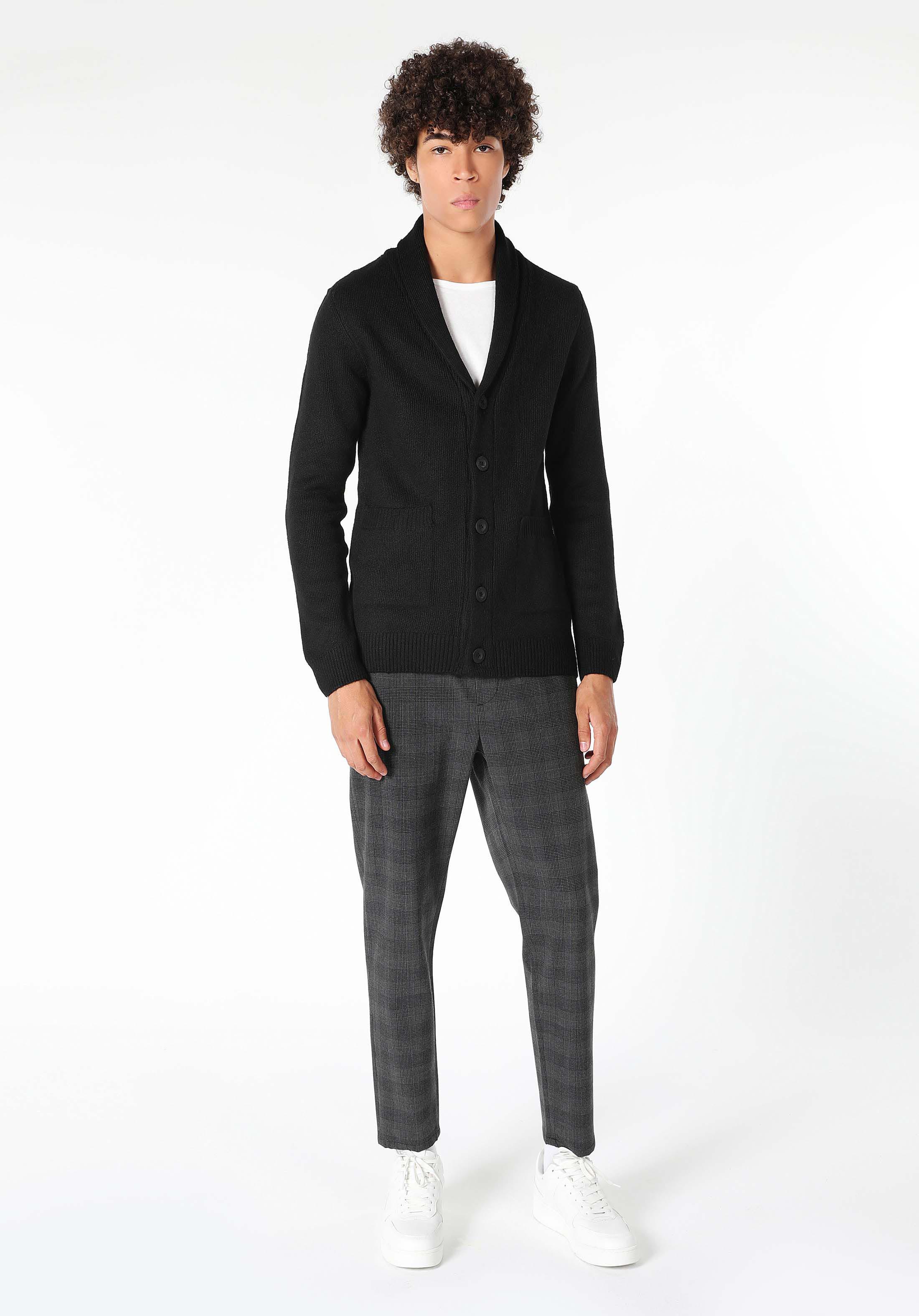 Afișați detalii pentru Cardigan De Barbati Negru Slim Fit  Cl1059692