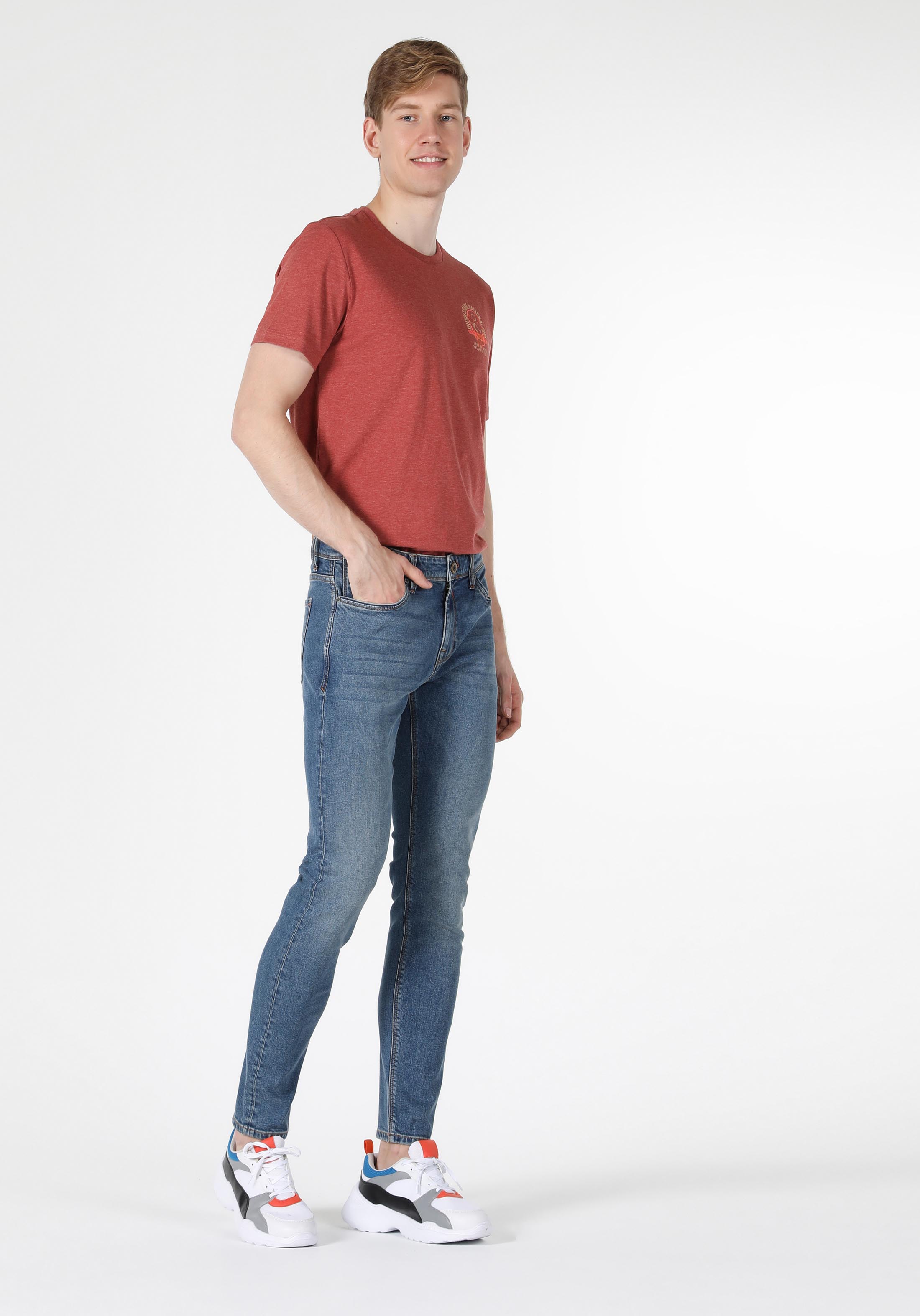 Afișați detalii pentru Pantaloni De Barbati Albastru Slim Fit 041 Danny Cl1057857