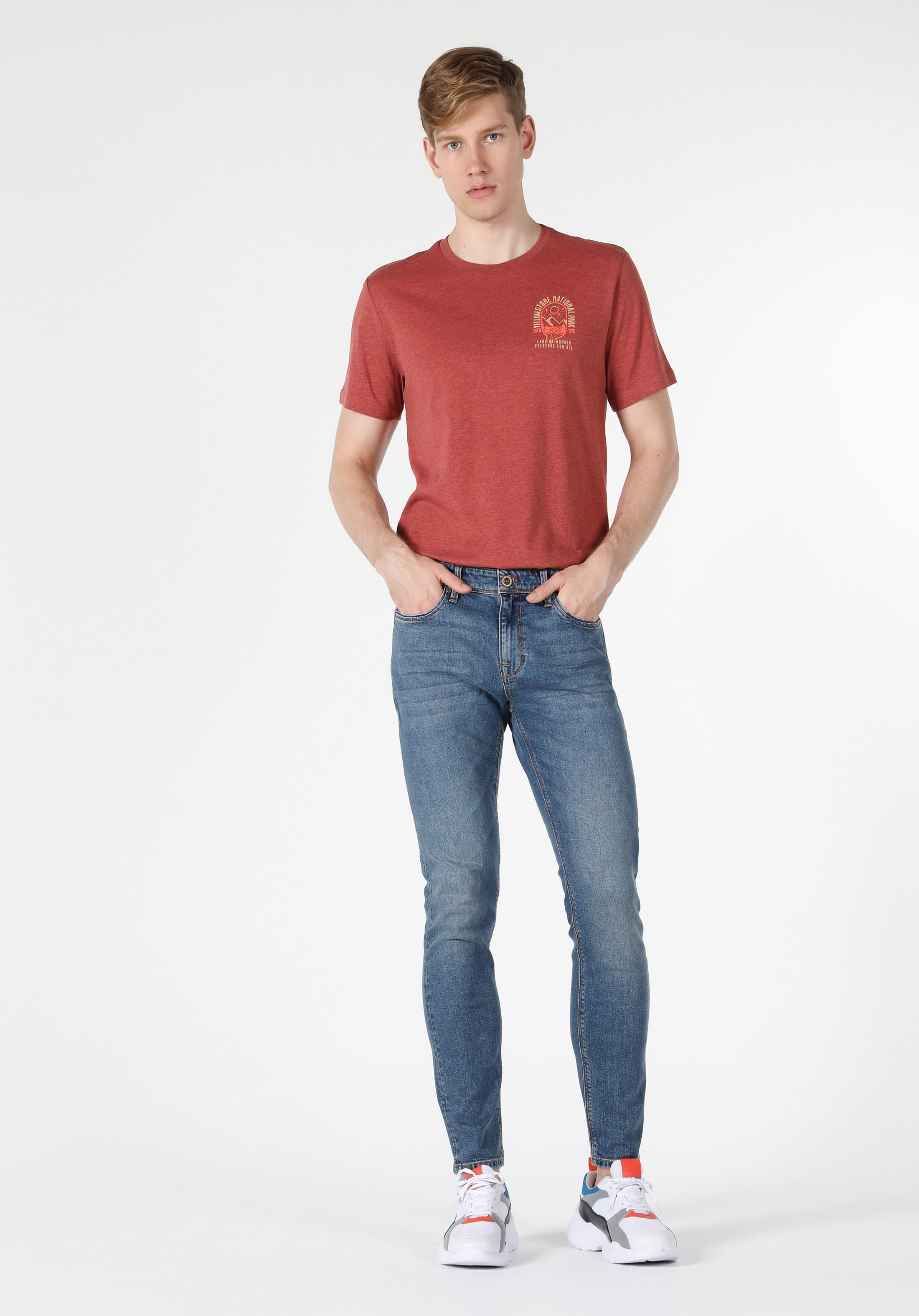 Afișați detalii pentru Pantaloni De Barbati Albastru Slim Fit 041 Danny Cl1057857