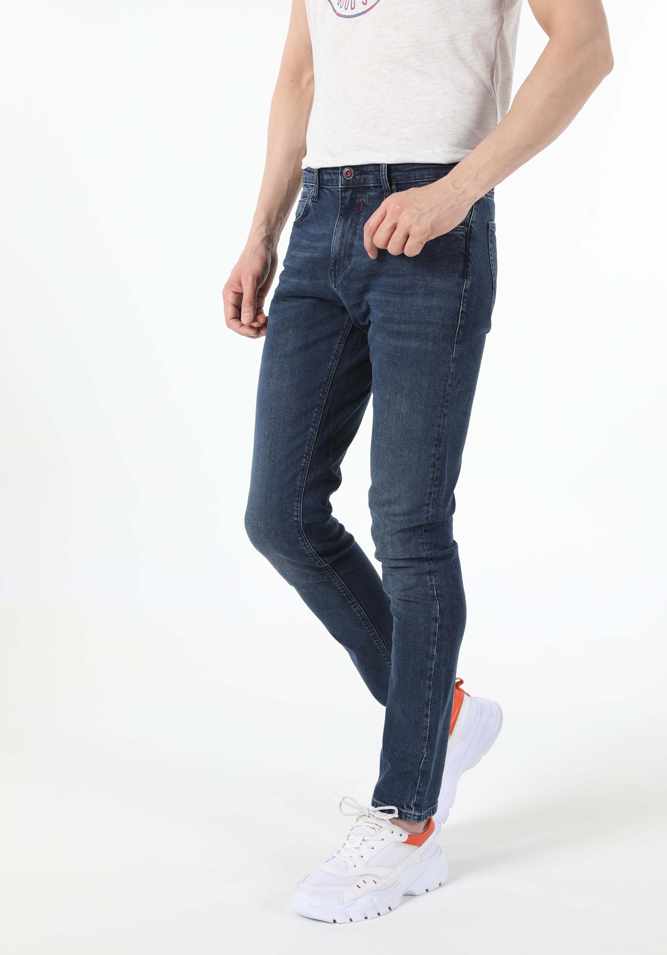 Afișați detalii pentru Pantaloni De Barbati Albastru Slim Fit 041 Danny Cl1055220