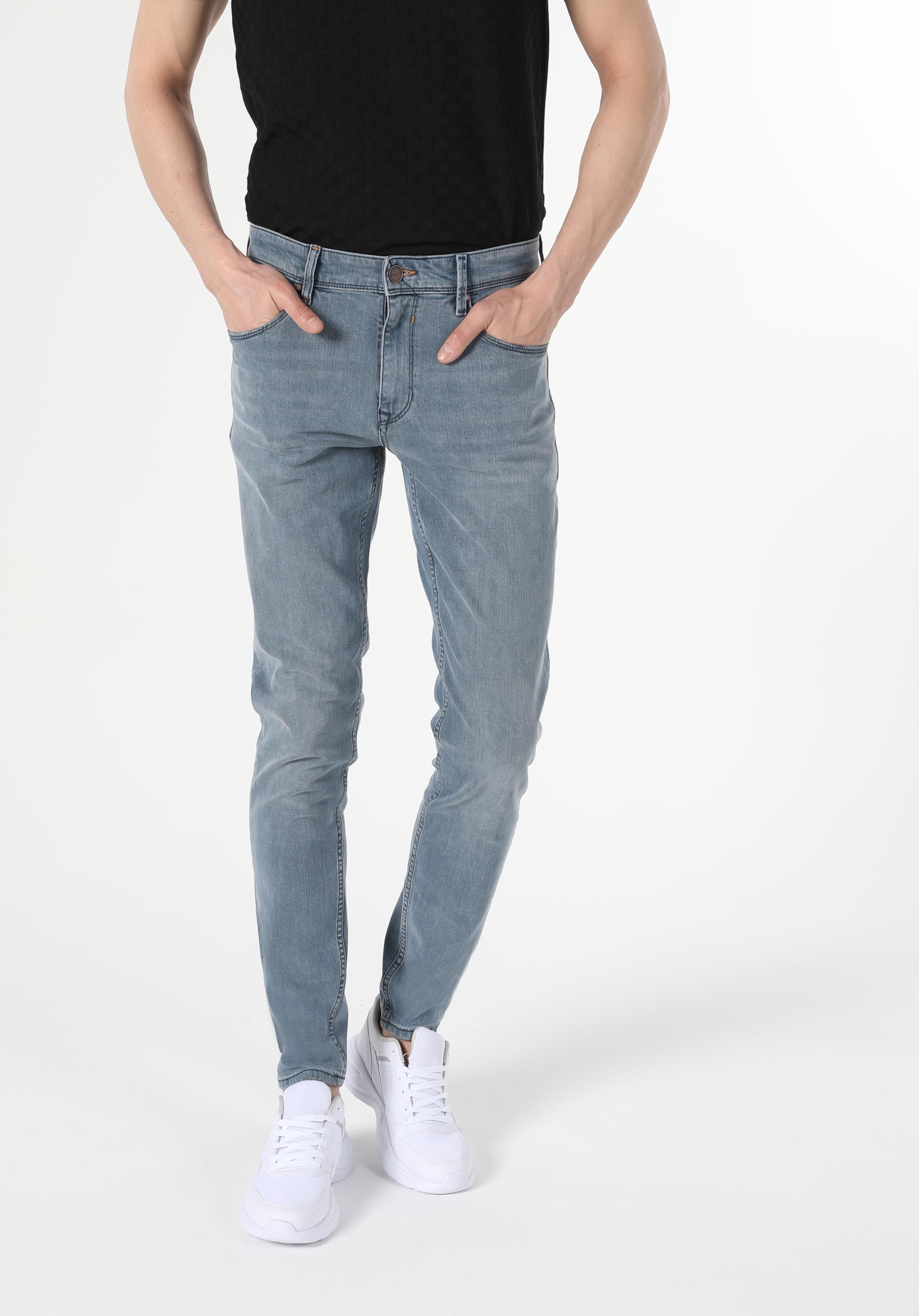 Afișați detalii pentru Pantaloni De Barbati Albastru Slim Fit 041 Danny Cl1055442