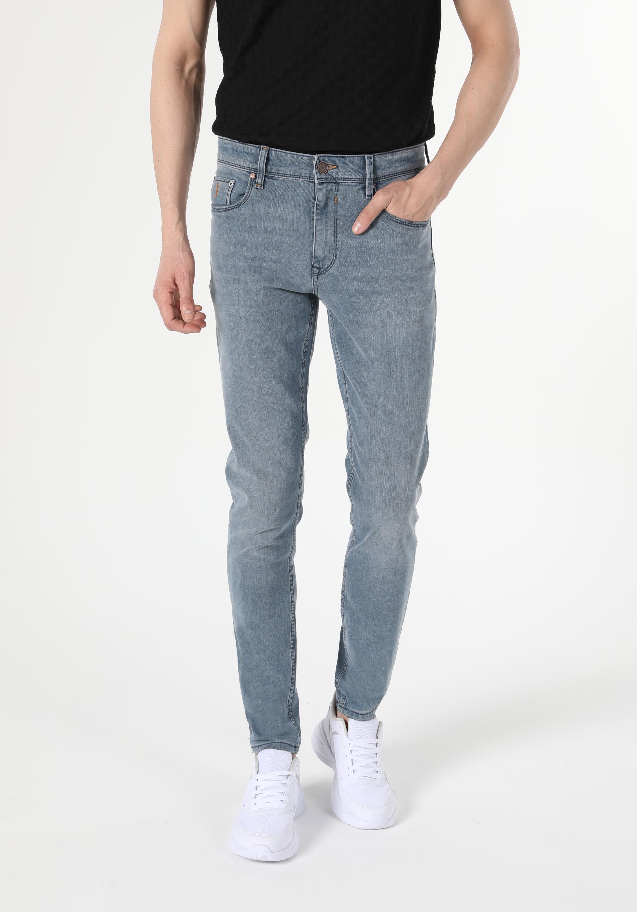 Afișați detalii pentru Pantaloni De Barbati Albastru Slim Fit 041 Danny Cl1055442