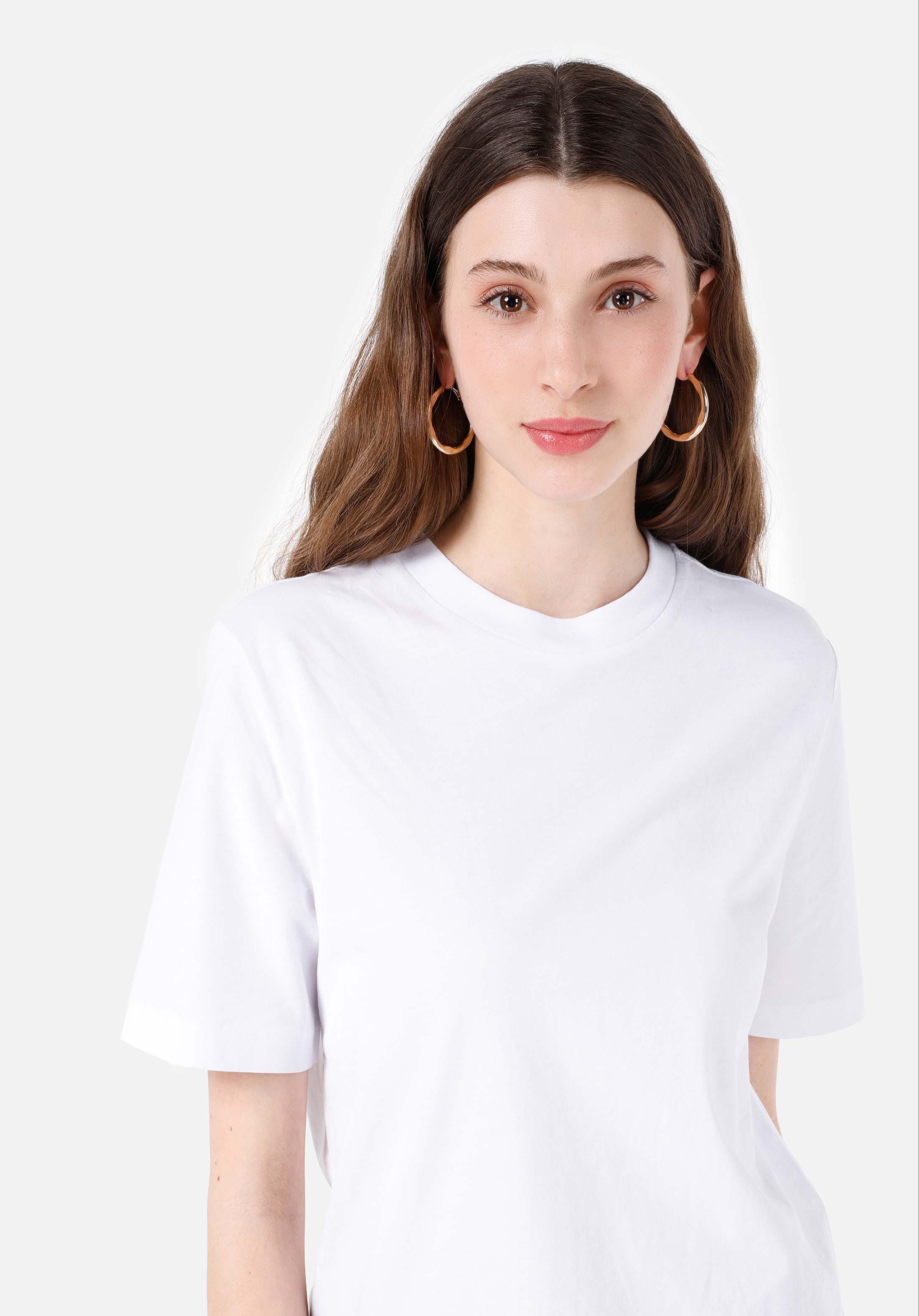 Afișați detalii pentru Regular Fit Round Neck Drept Tricou Alb Cu Mânecă Scurtă Pentru Femei