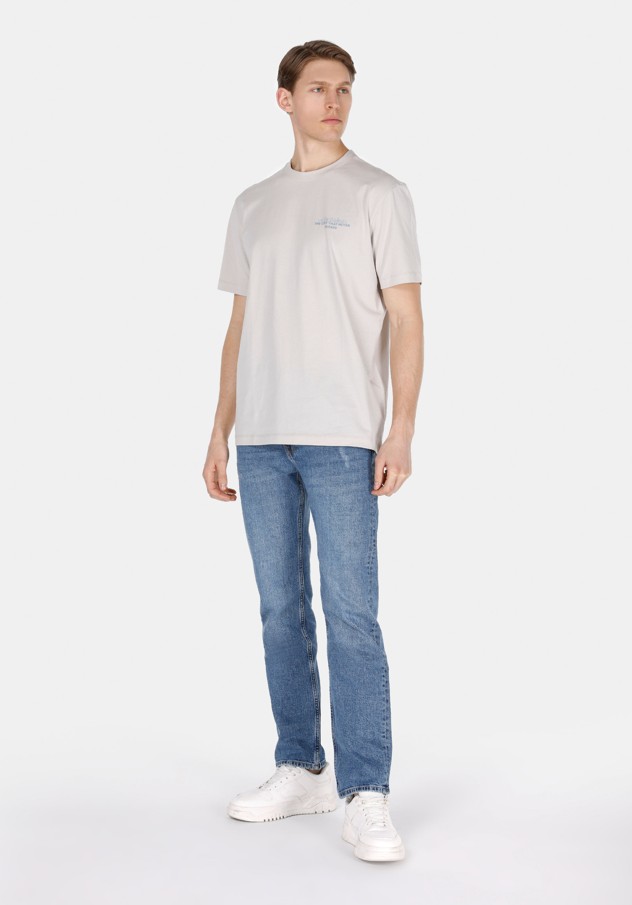 Afișați detalii pentru Pantaloni De Barbati Albastru Slim Straight Fit 042 John Cl1073528