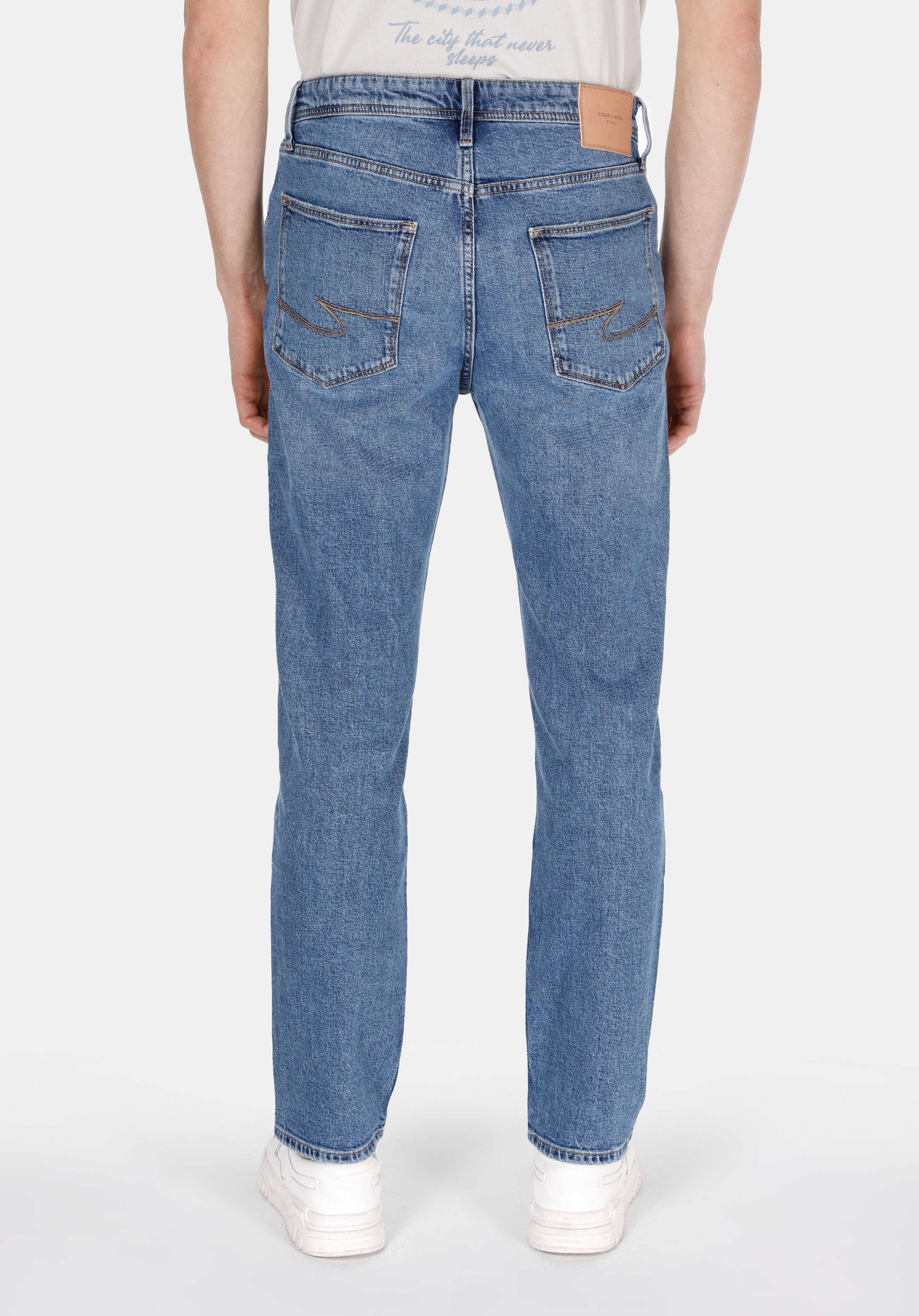 Afișați detalii pentru Pantaloni De Barbati Albastru Slim Straight Fit 042 John Cl1073528