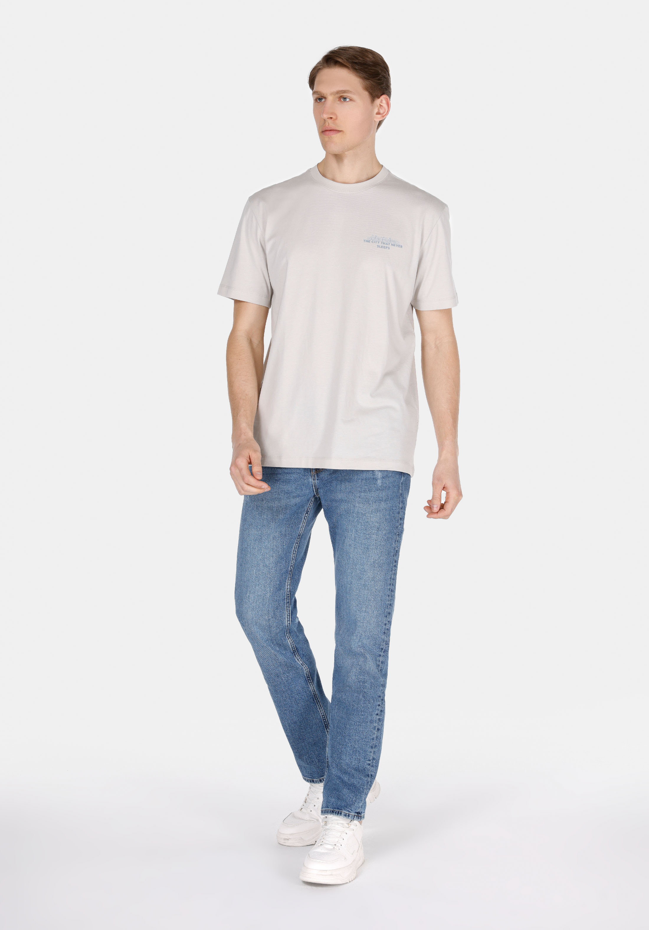 Afișați detalii pentru Pantaloni De Barbati Albastru Slim Straight Fit 042 John Cl1073528